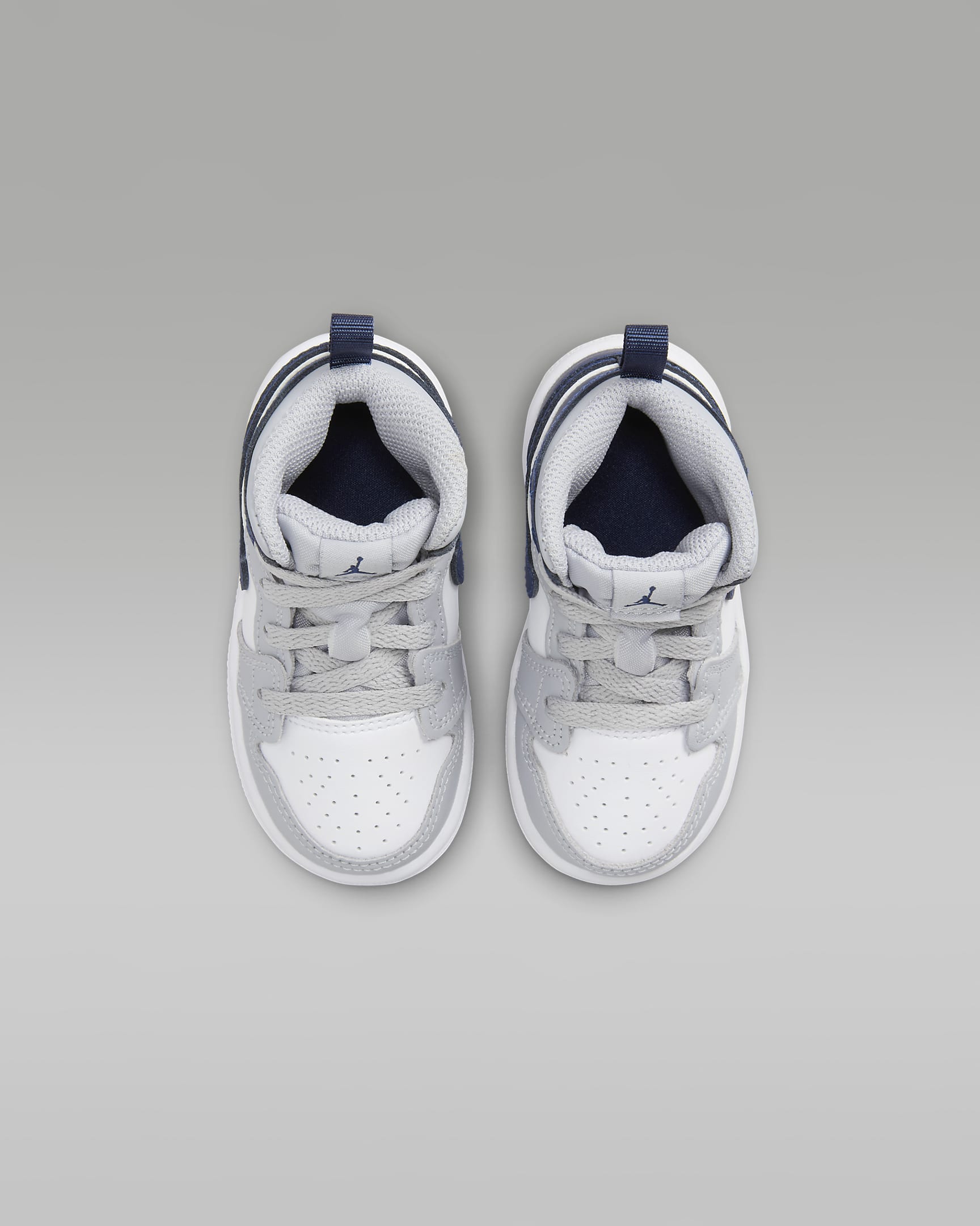 Jordan 1 Mid Schoenen voor baby's/peuters - Wit/Wolf Grey/Midnight Navy