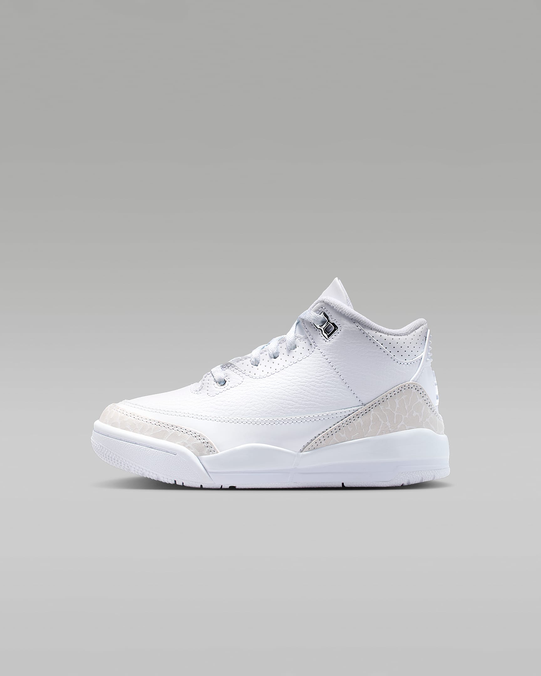 Tenis para niños de preescolar Jordan 3 Retro - Blanco/Blanco/Plata metalizado