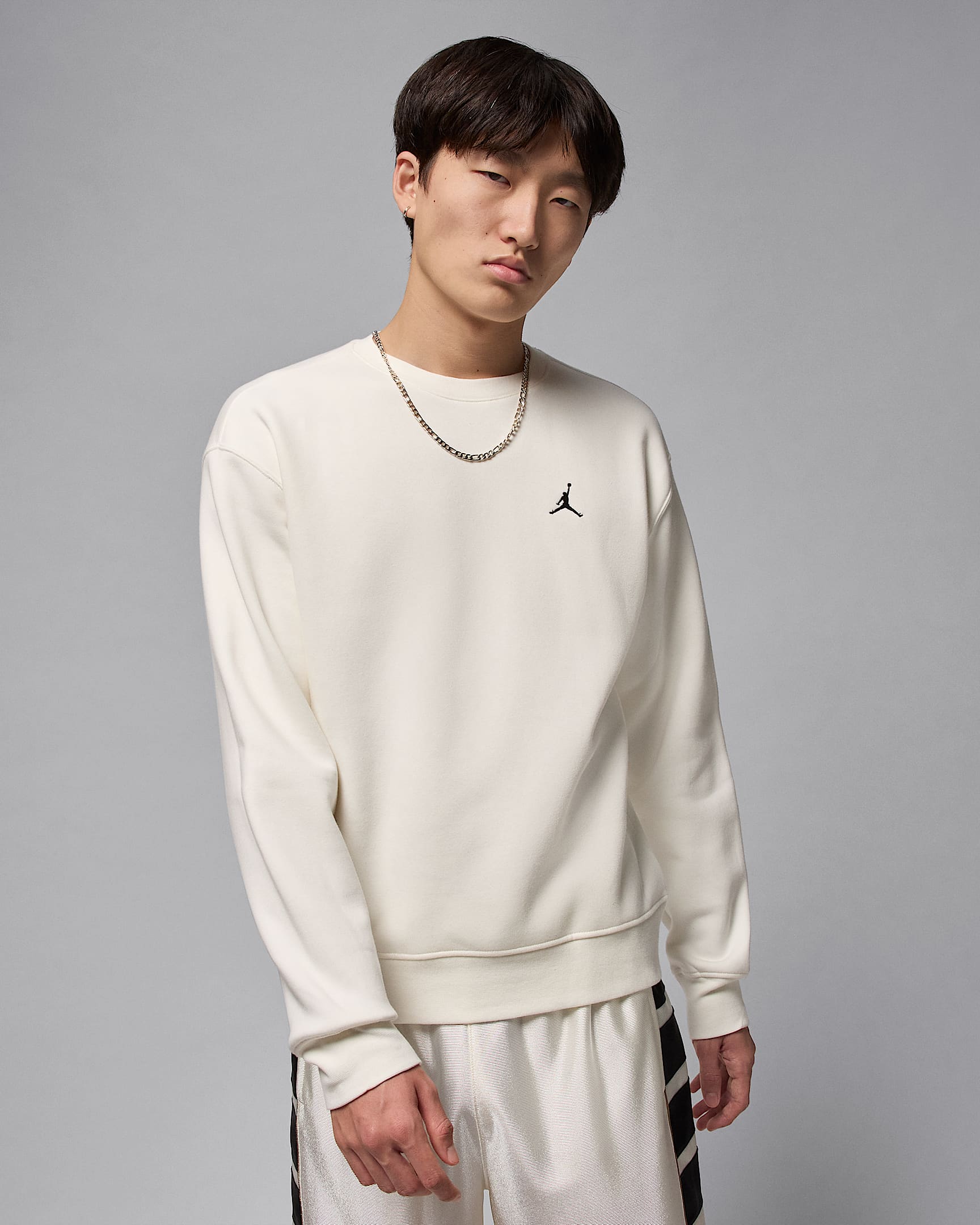 Jordan Brooklyn Fleece Sweatshirt mit Rundhalsausschnitt für Herren - Sail/Schwarz