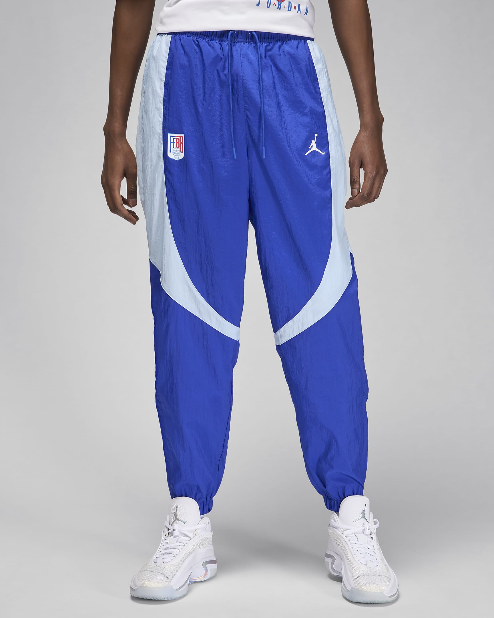 Męskie spodnie do rozgrzewki Jordan Sport JAM x Fédération Française de Basketball - Old Royal/Celestine Blue/Biel