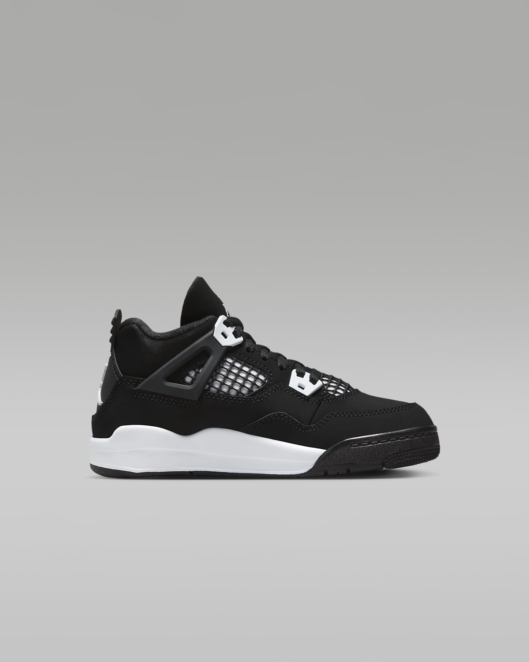 Jordan 4 Retro 'White Thunder' Younger Kids' Shoes - Black/Black/White