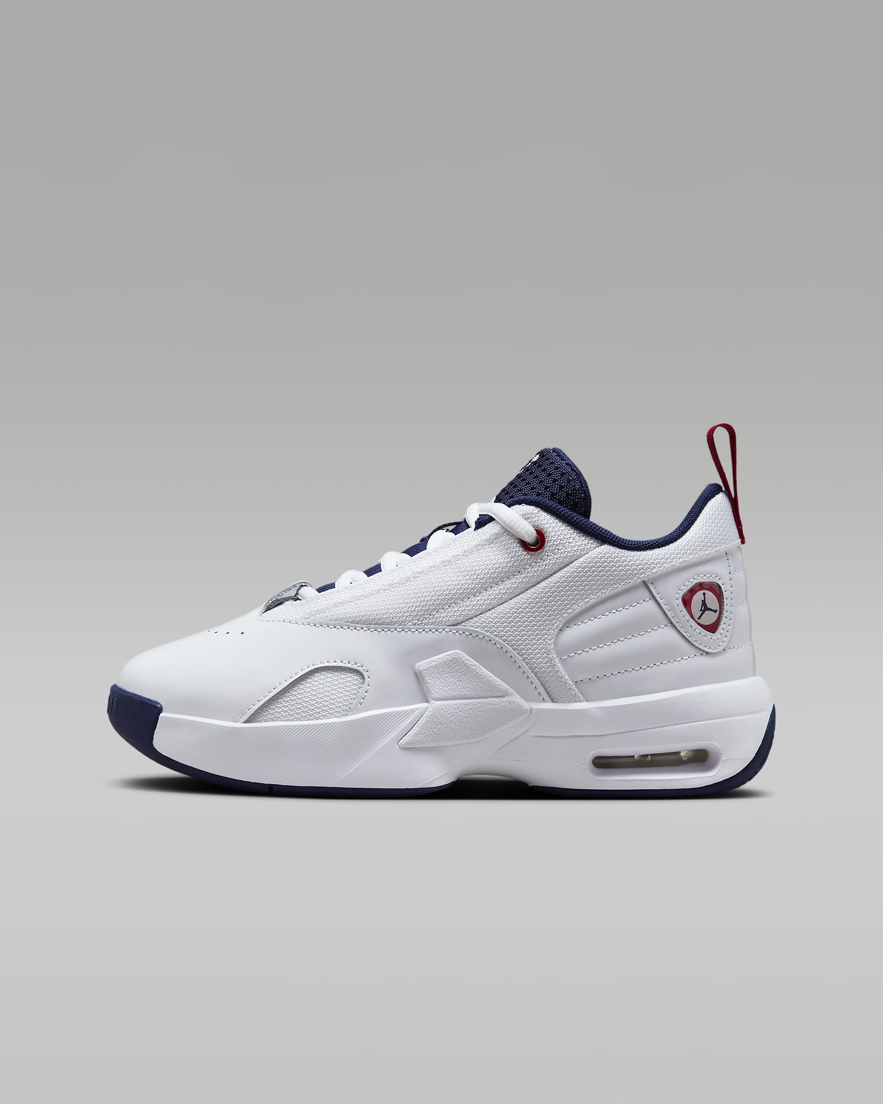 Tenis para niños grandes Jordan Max Aura 6 - Blanco/Rojo universitario/Azul marino medianoche