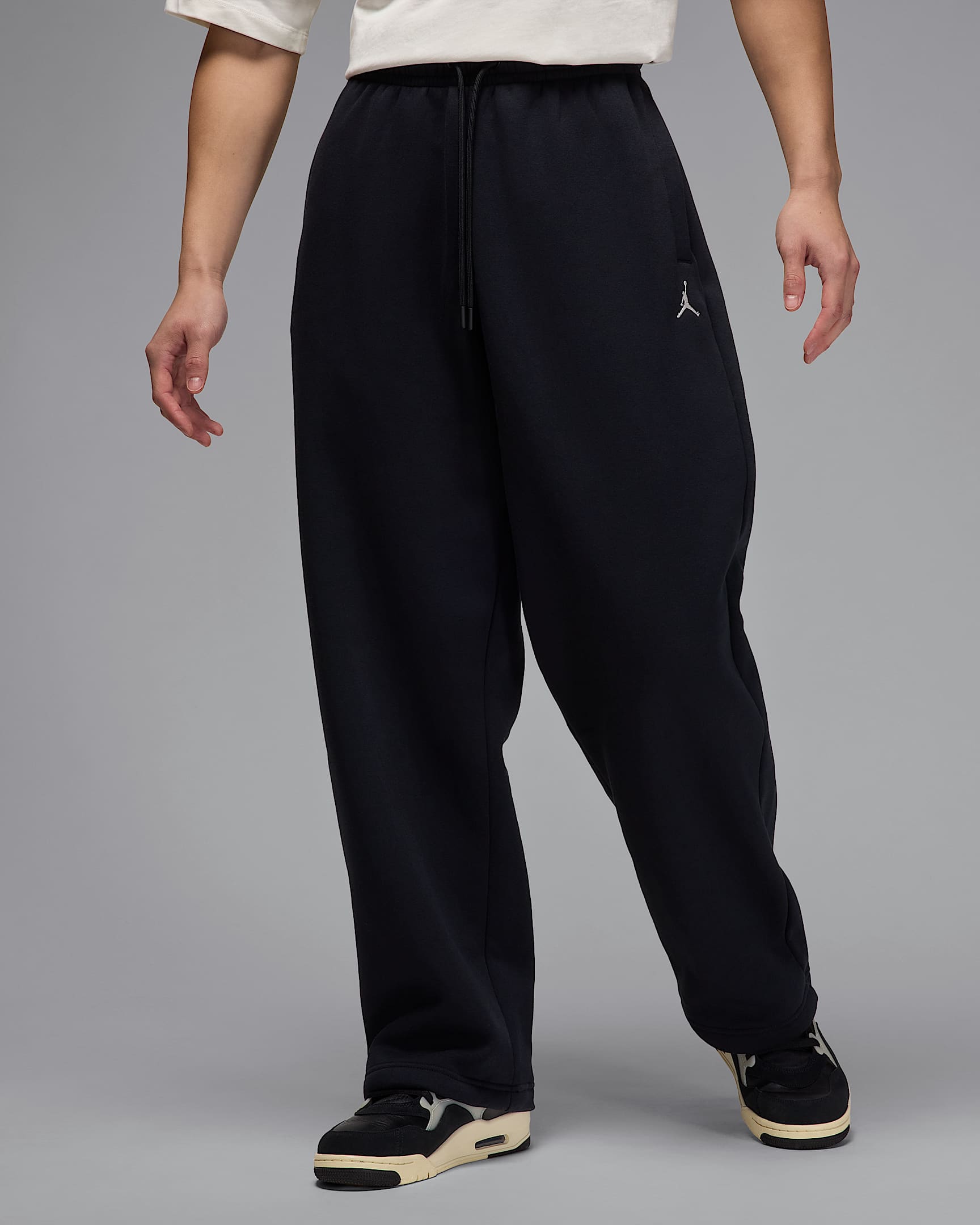 Jordan Brooklyn Fleece Oversize-Hose mit offenem Saum (Herren) - Schwarz/Sail