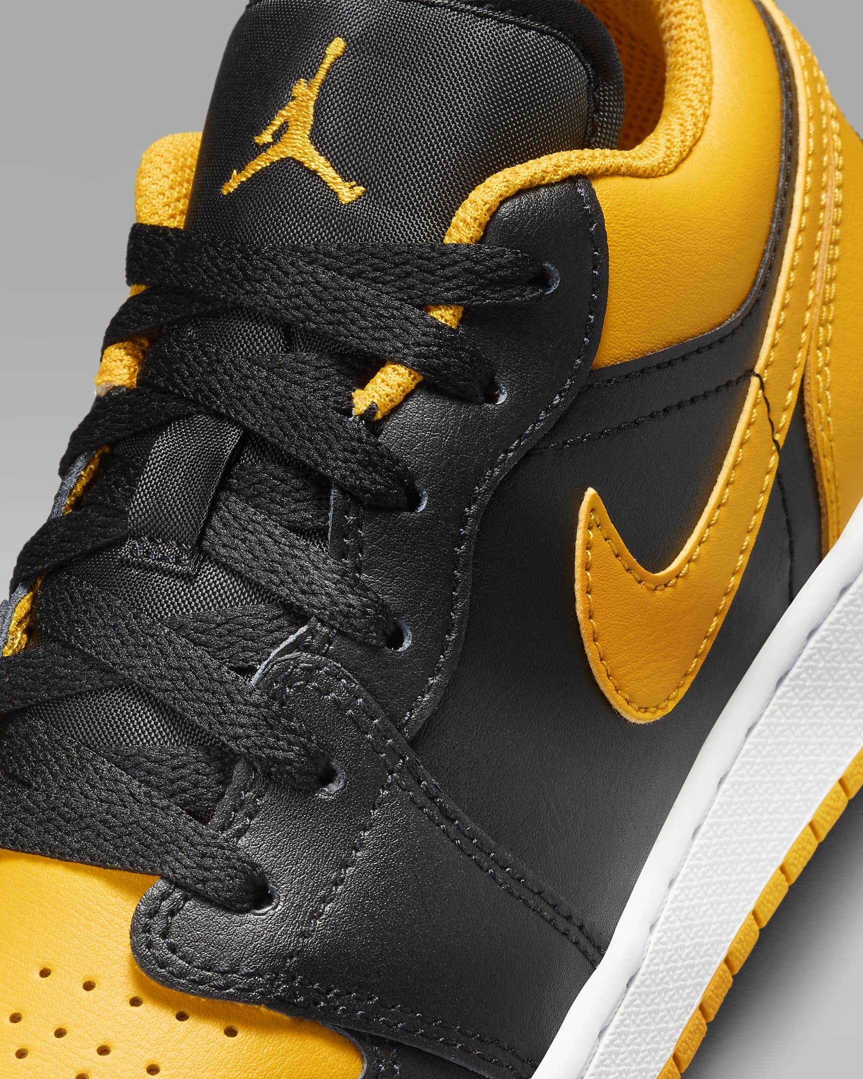 Air Jordan 1 Low Older Kids' Shoes - Black/White/Yellow Ochre