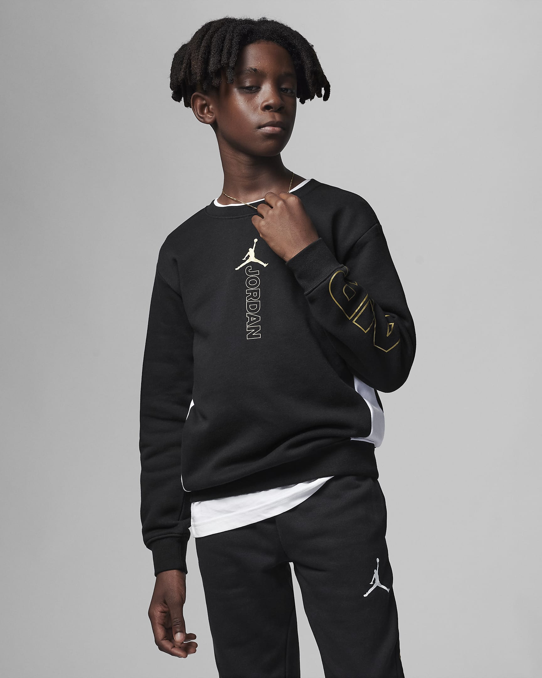 Jordan Air Holiday Shine Crewneck Big Kids' Hoodie - Black