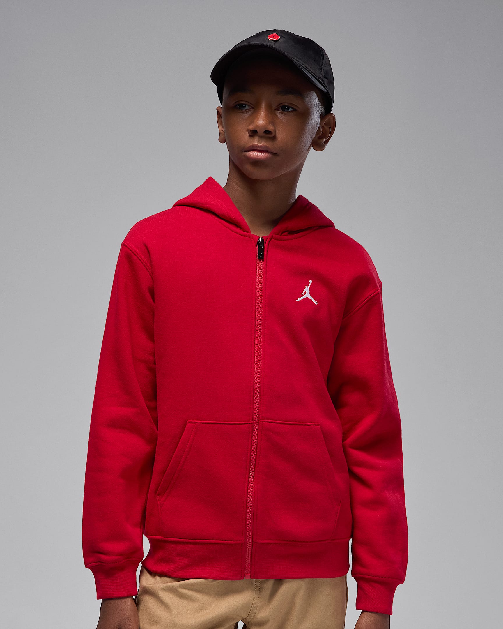 Jordan Brooklyn Fleece Big Kids' Full-Zip Hoodie - Gym Red