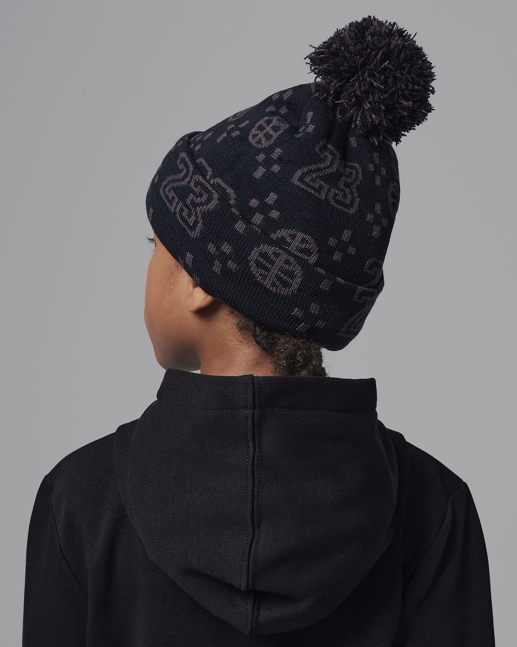 Jordan Cuffed Pom Beanie Little Kids Hat - Black