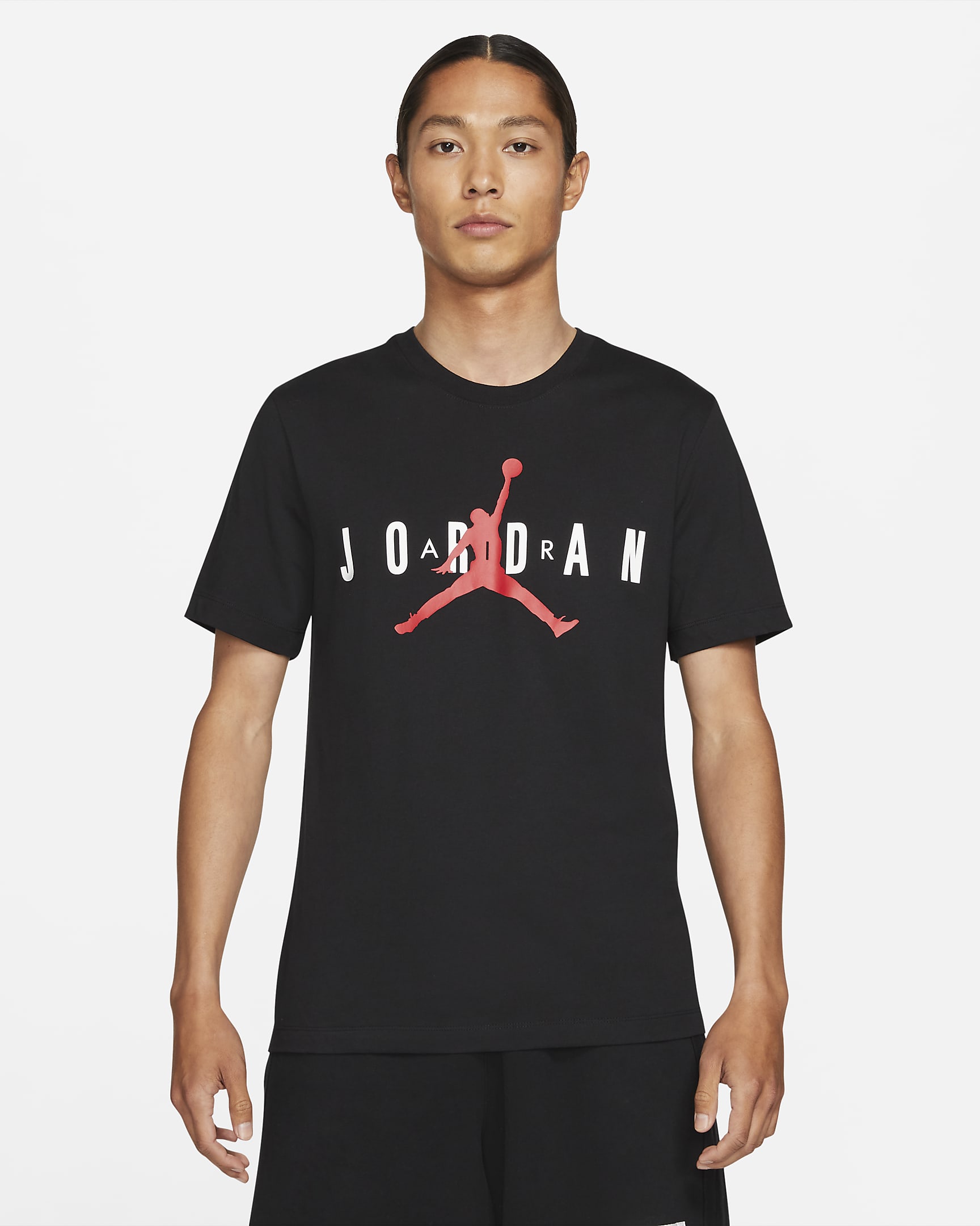 Playera para hombre Jordan Air Wordmark - Negro/Blanco/Rojo gimnasio