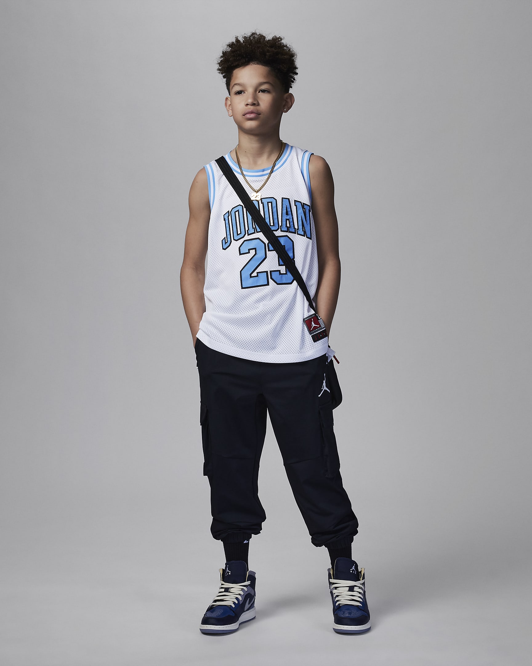 Jordan 23 Jersey Older Kids' Top - White/University Blue