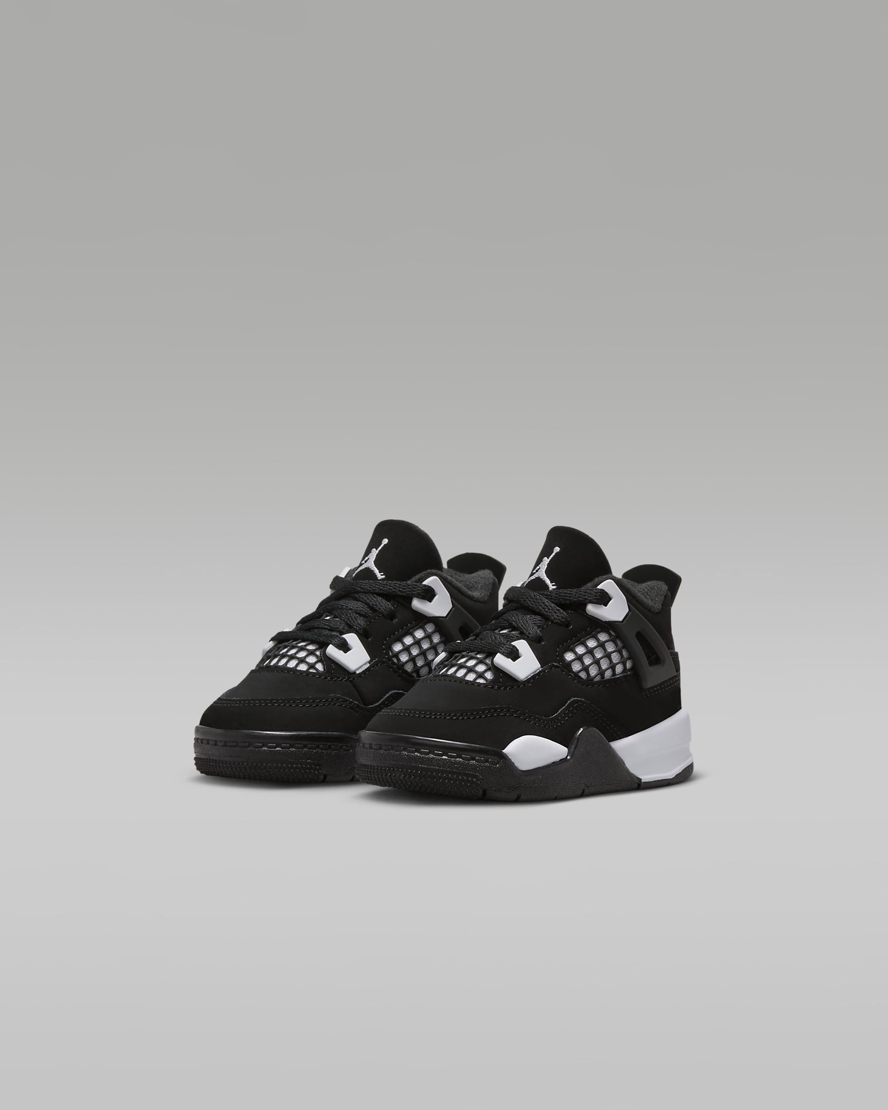 Jordan 4 Retro "White Thunder" Baby/Toddlers Shoes - Black/Black/White