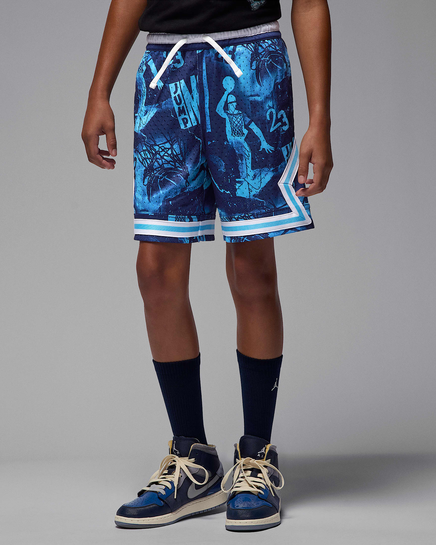 Jordan Dri-FIT Big Kids' MJ Printed Sport Diamond Shorts - Blue Void