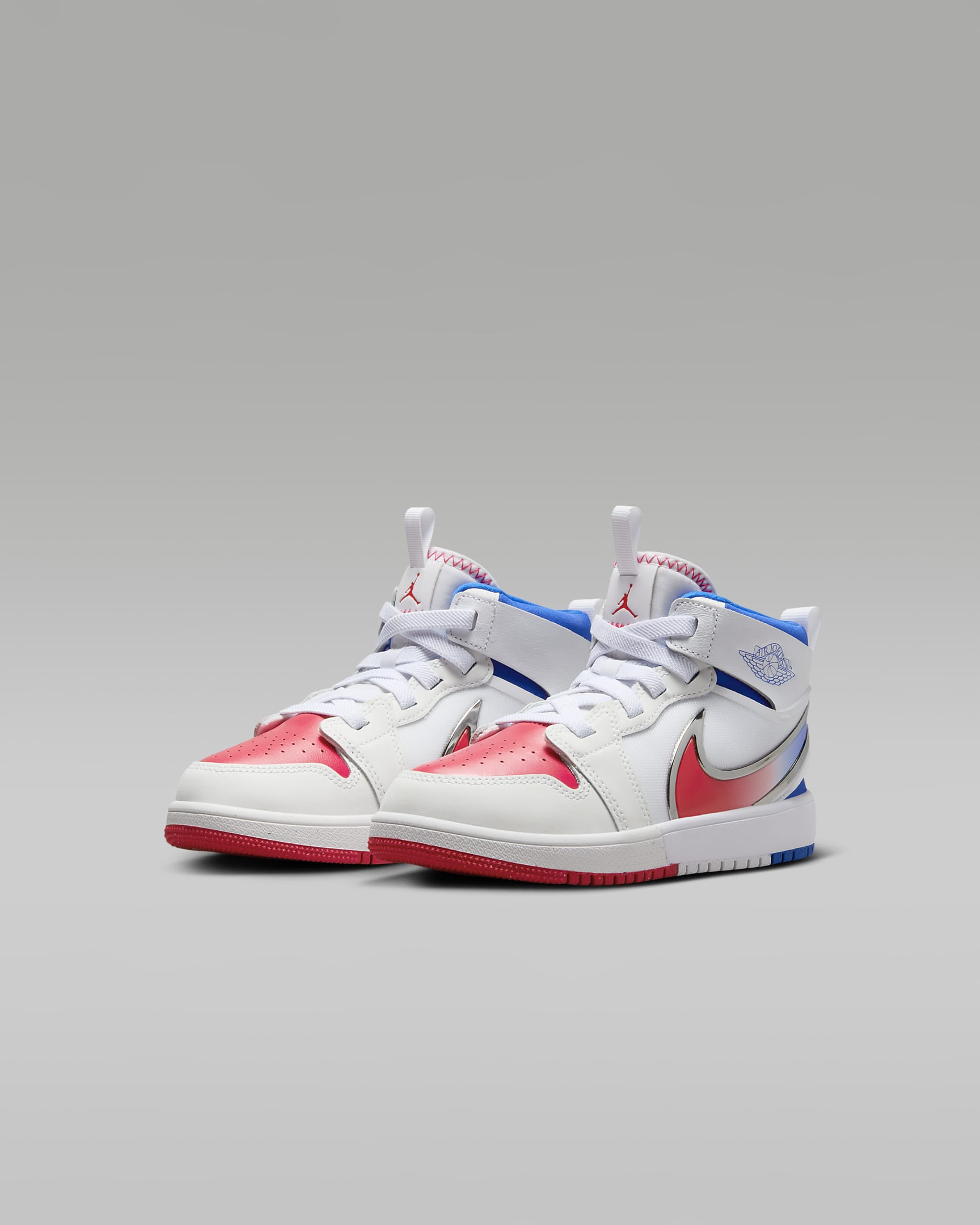 Jordan 1 Mid RM EasyOn Little Kids' Shoes - White/Racer Blue/Siren Red