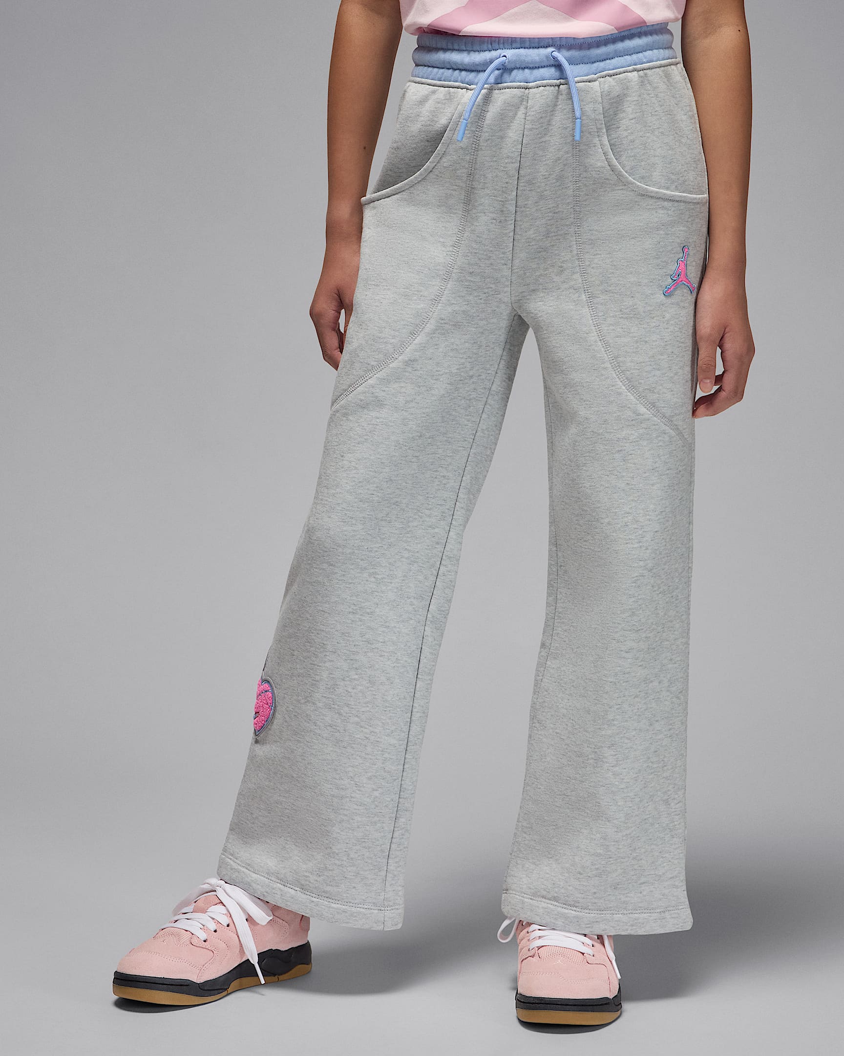 Pants de tejido Fleece para niños talla grande Jordan Blue Jeans and Bling - Gris claro jaspeado