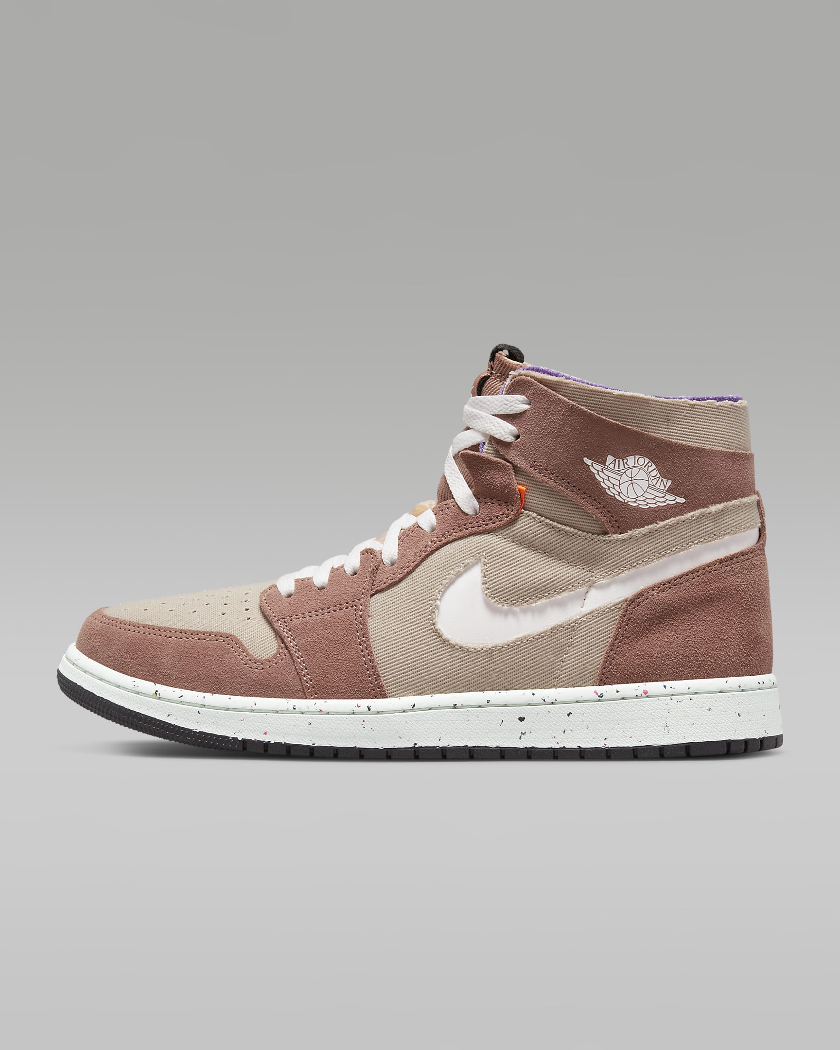 Air Jordan 1 Zoom CMFT Shoes - Fossil Stone/Fossil Rose/Psychic Purple/White