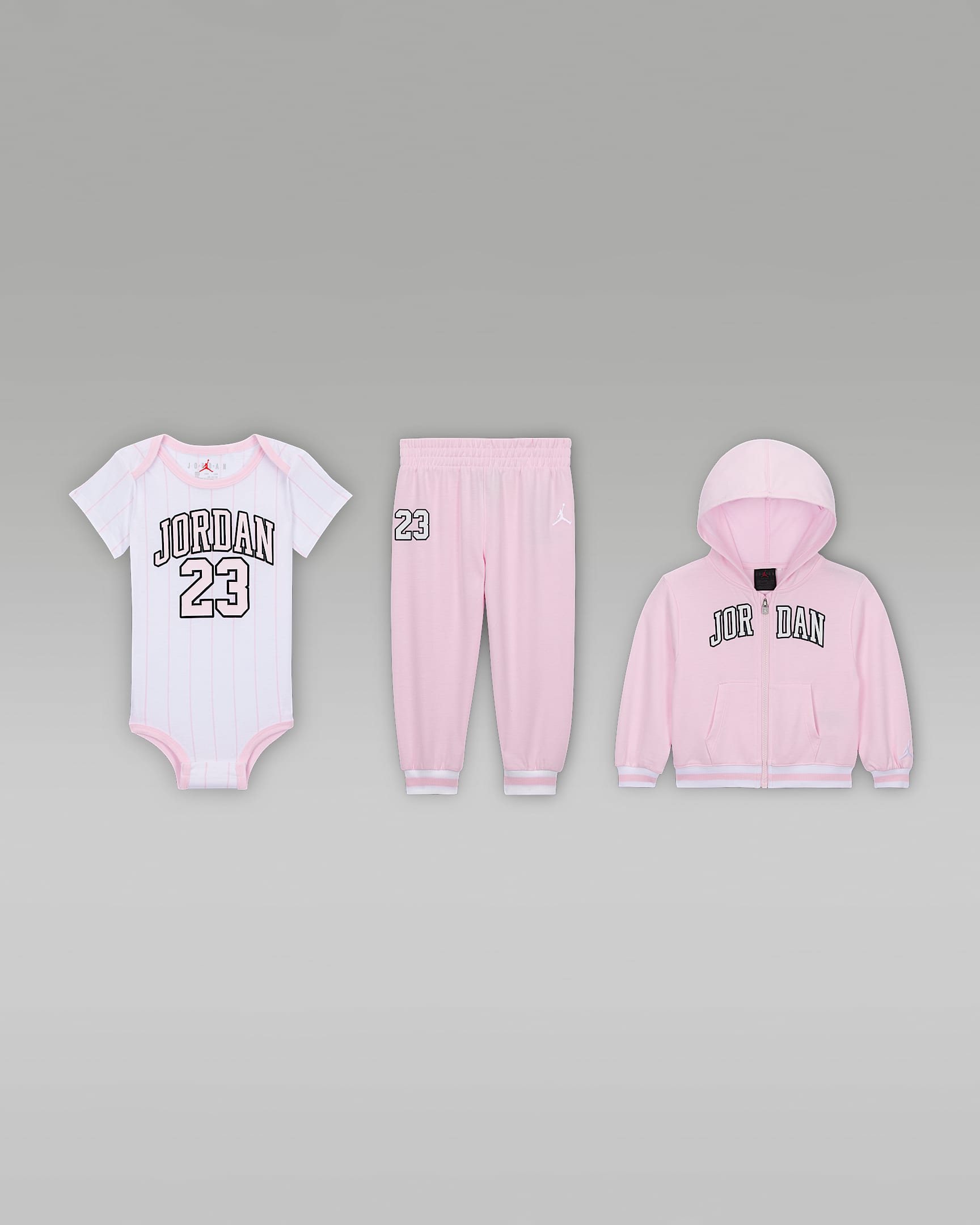 Jordan Baby (6–12) 23 Jersey 3-Piece Full-Zip Hoodie Set - Pink Foam