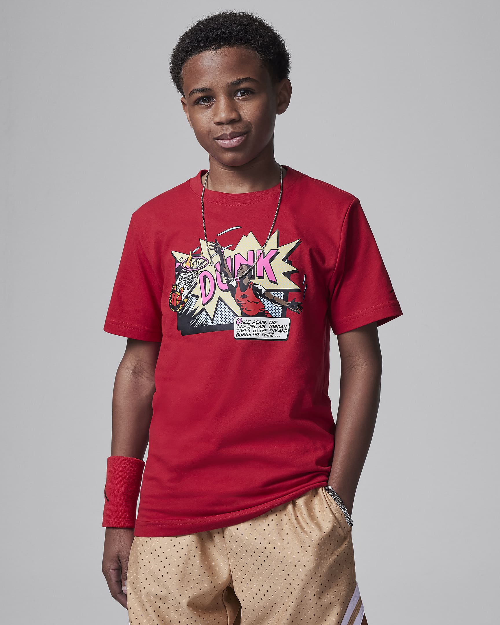 Air Jordan Big Kids' Dunk Comics T-Shirt - Gym Red