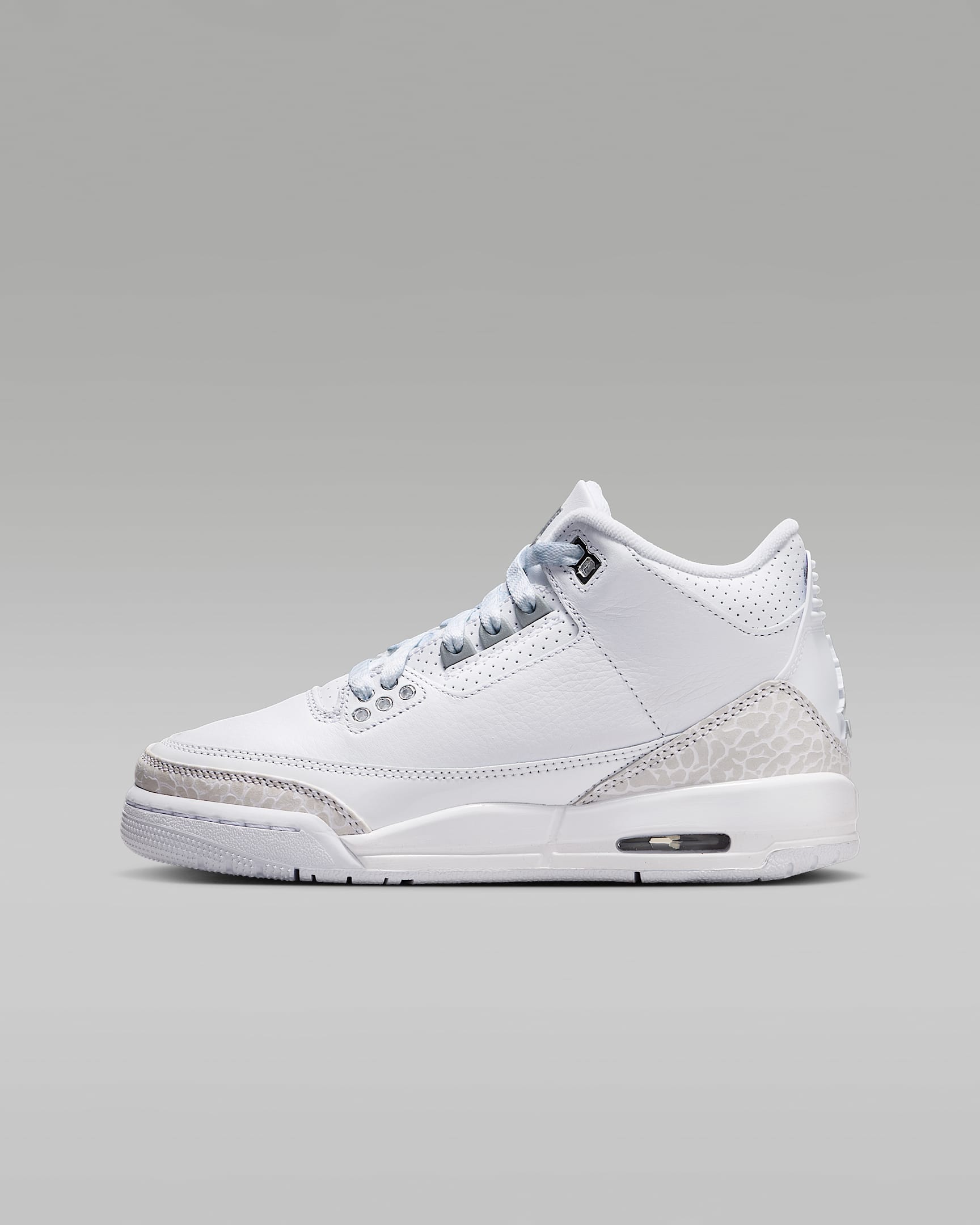 Tenis para niños grandes Air Jordan 3 Retro - Blanco/Blanco/Plata metalizado