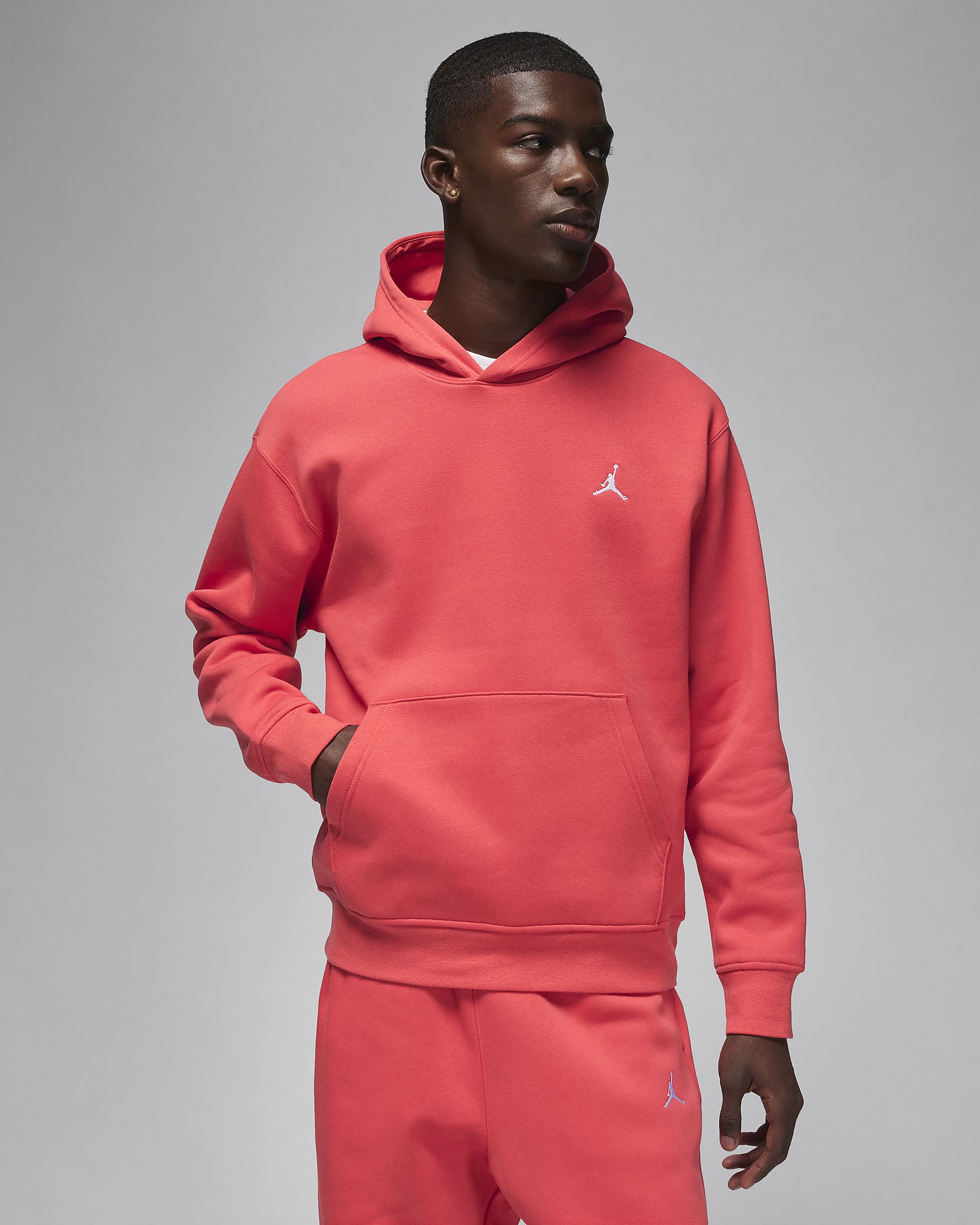 Jordan Brooklyn Fleece Sudadera con capucha y estampado - Hombre - Lobster/Blanco