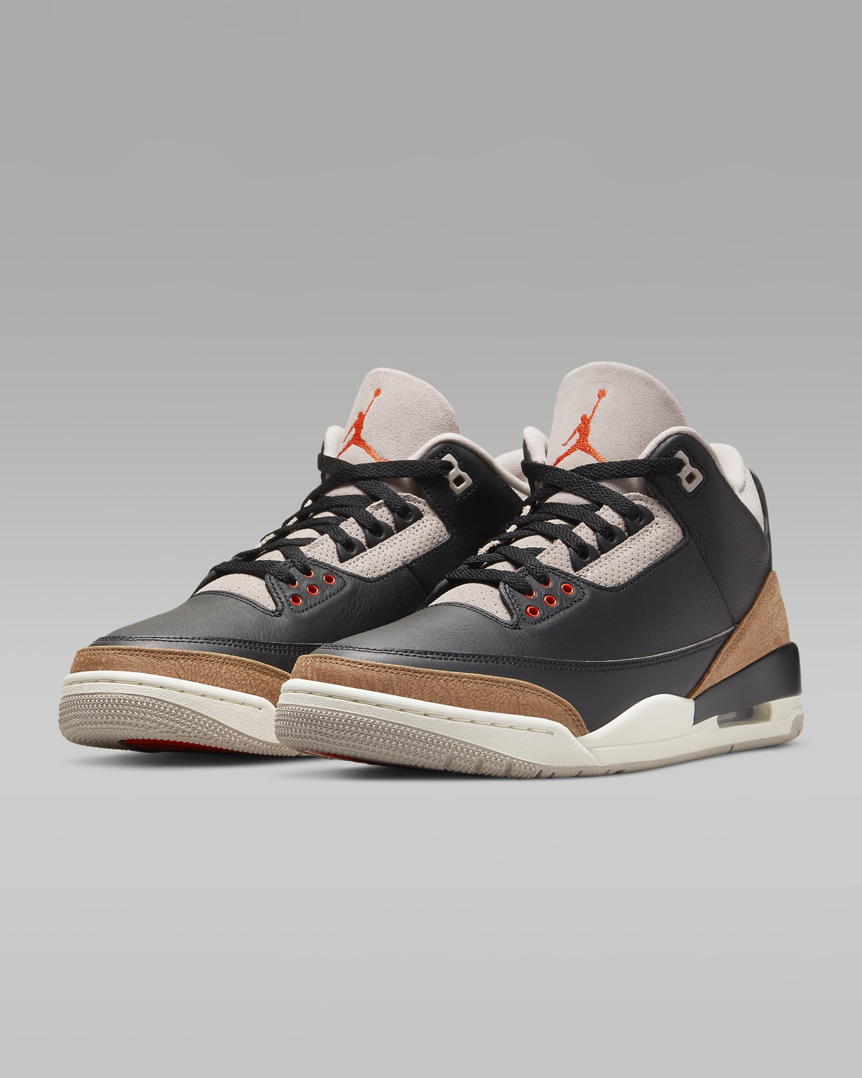 รองเท้าผู้ชาย Air Jordan 3 Retro - ดำ/Fossil Stone/Sail/Rush Orange