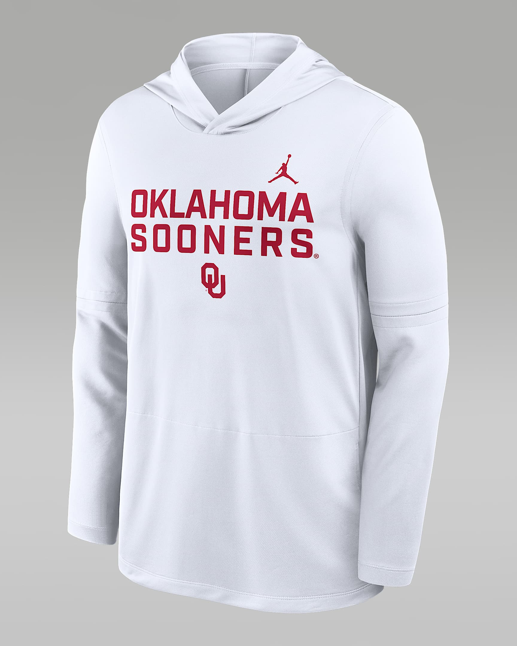 Playera de manga larga universitaria marca Jordan Dri-FIT con gorro para hombre Oklahoma Sideline - Blanco