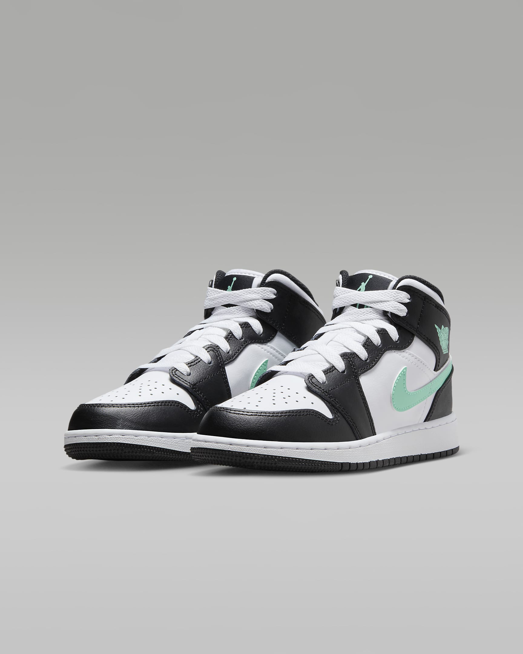 Air Jordan 1 Mid Kinderschoenen - Wit/Zwart/Green Glow