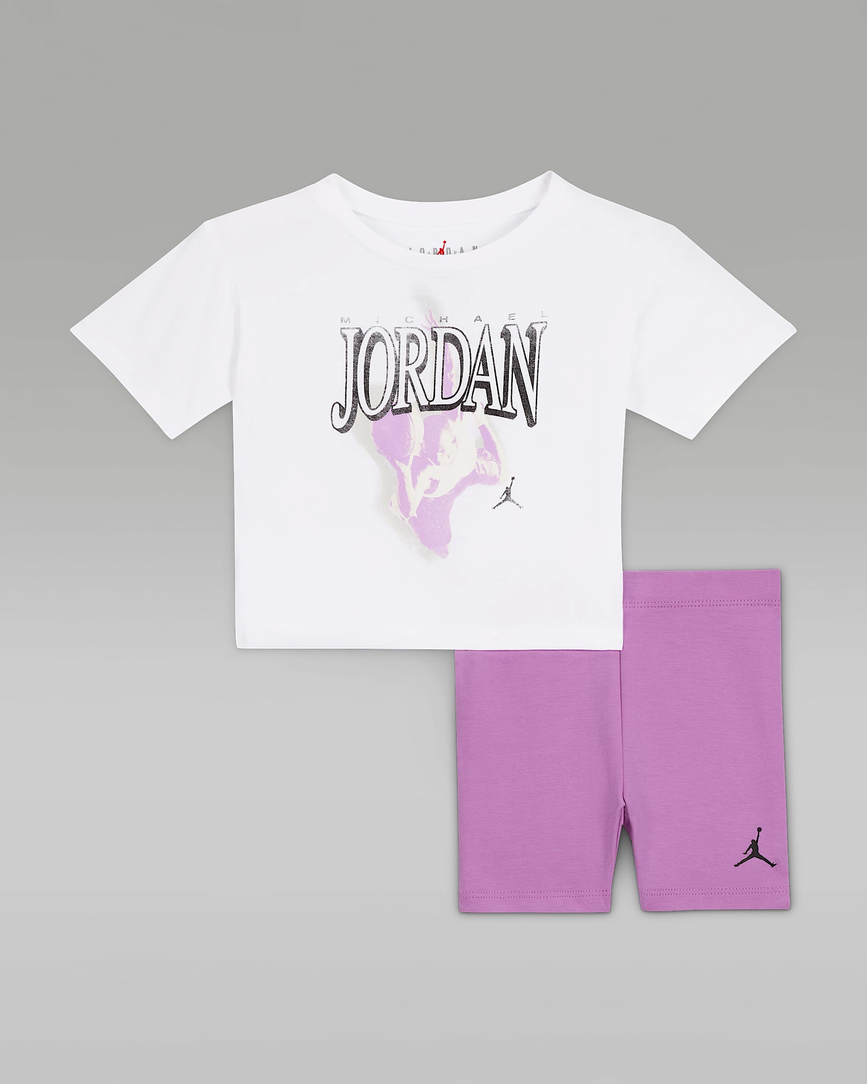Tvådelat set med cykelshorts i retrostil 1984 Jordan för baby (12-24 mån) - Rush Fuchsia