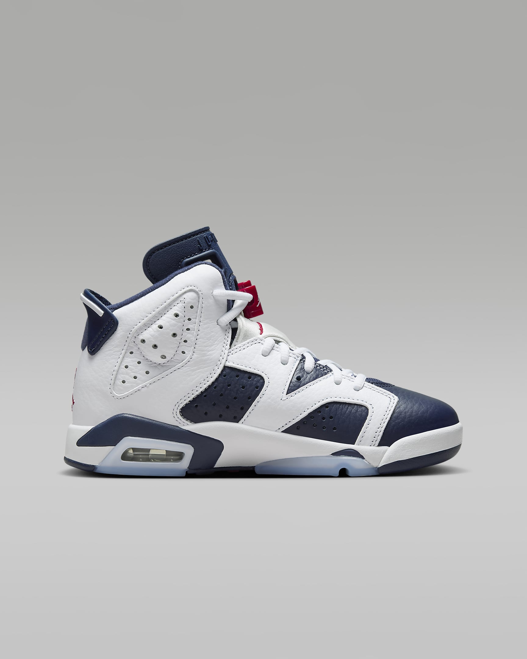 Air Jordan 6 Retro "White and Midnight Navy" Big Kids' Shoes - White/Midnight Navy/Varsity Red