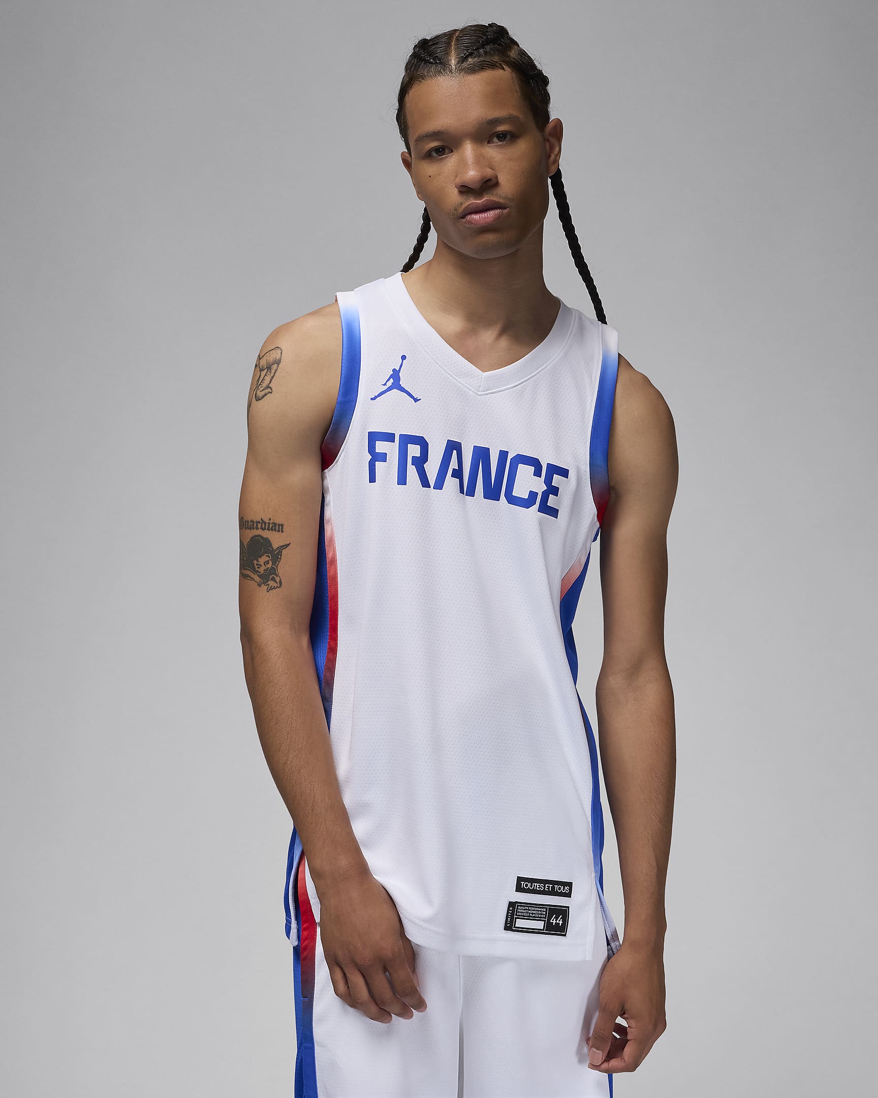 Jersey France Limited Home Jordan Basketball för män - Vit/Hyper Royal