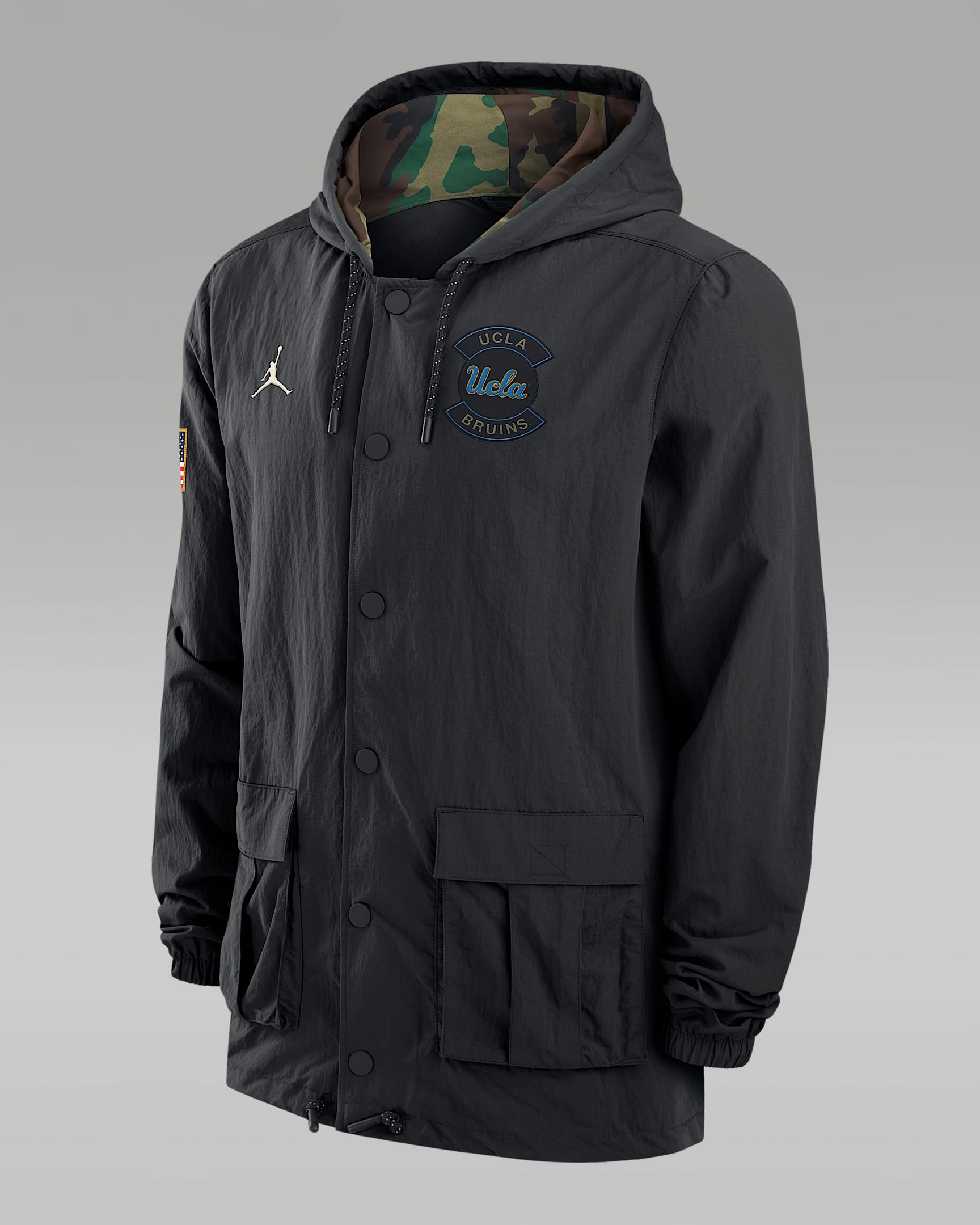 UCLA Men's Jordan Brand Full-Snap Hooded Military Jacket - Black