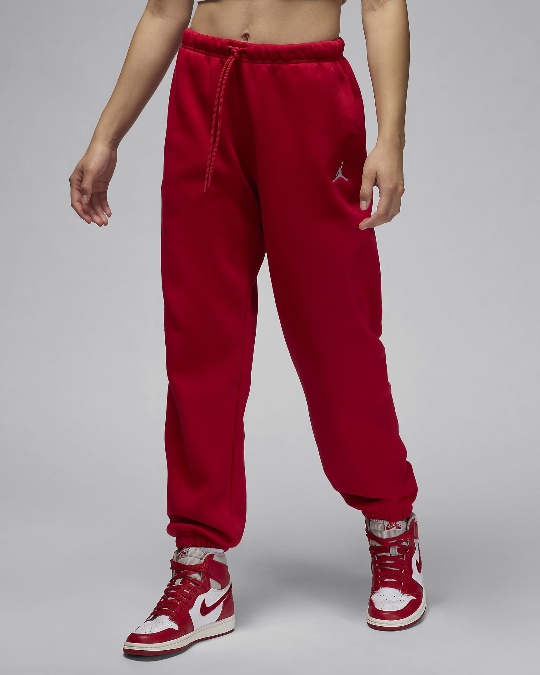 Calças Jordan Brooklyn Fleece para mulher - Vermelho Gym/Branco