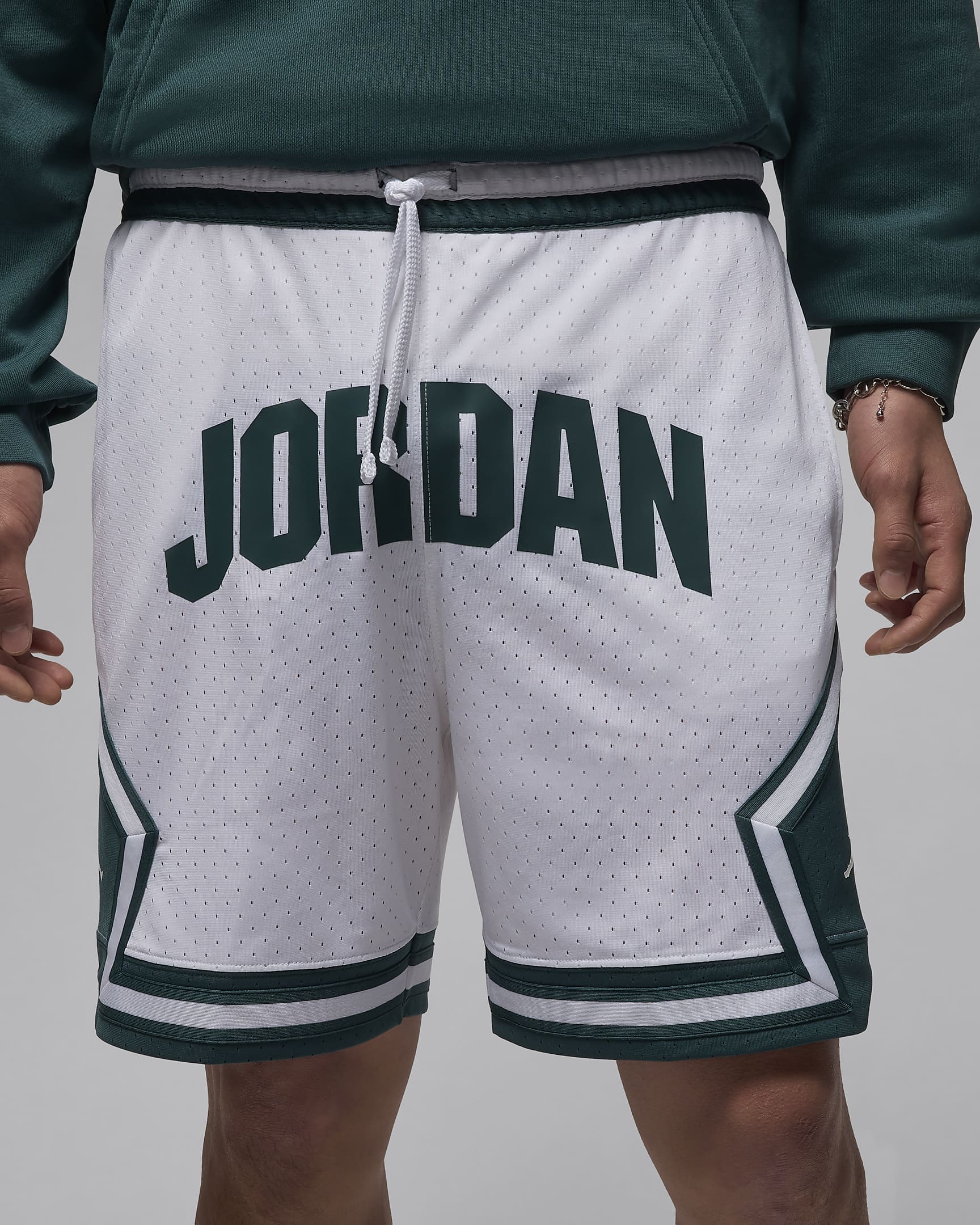 Jordan Sport Men's Dri-FIT Diamond Shorts - White/Oxidized Green/White