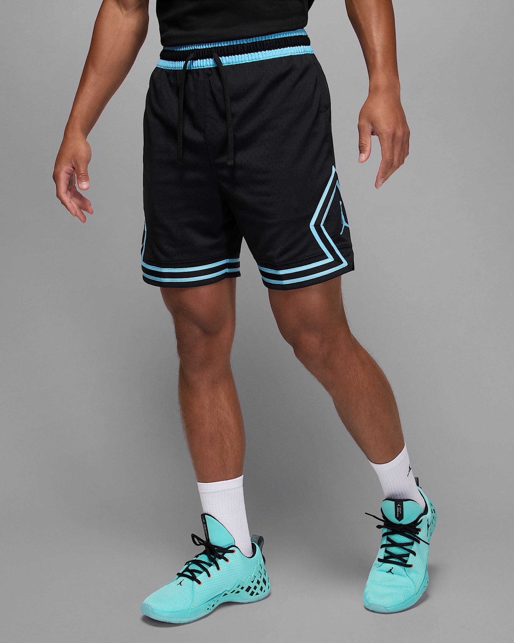 Jordan Sport Men's Dri-FIT Mesh Diamond Shorts - Black/Blue Chill/Blue Chill