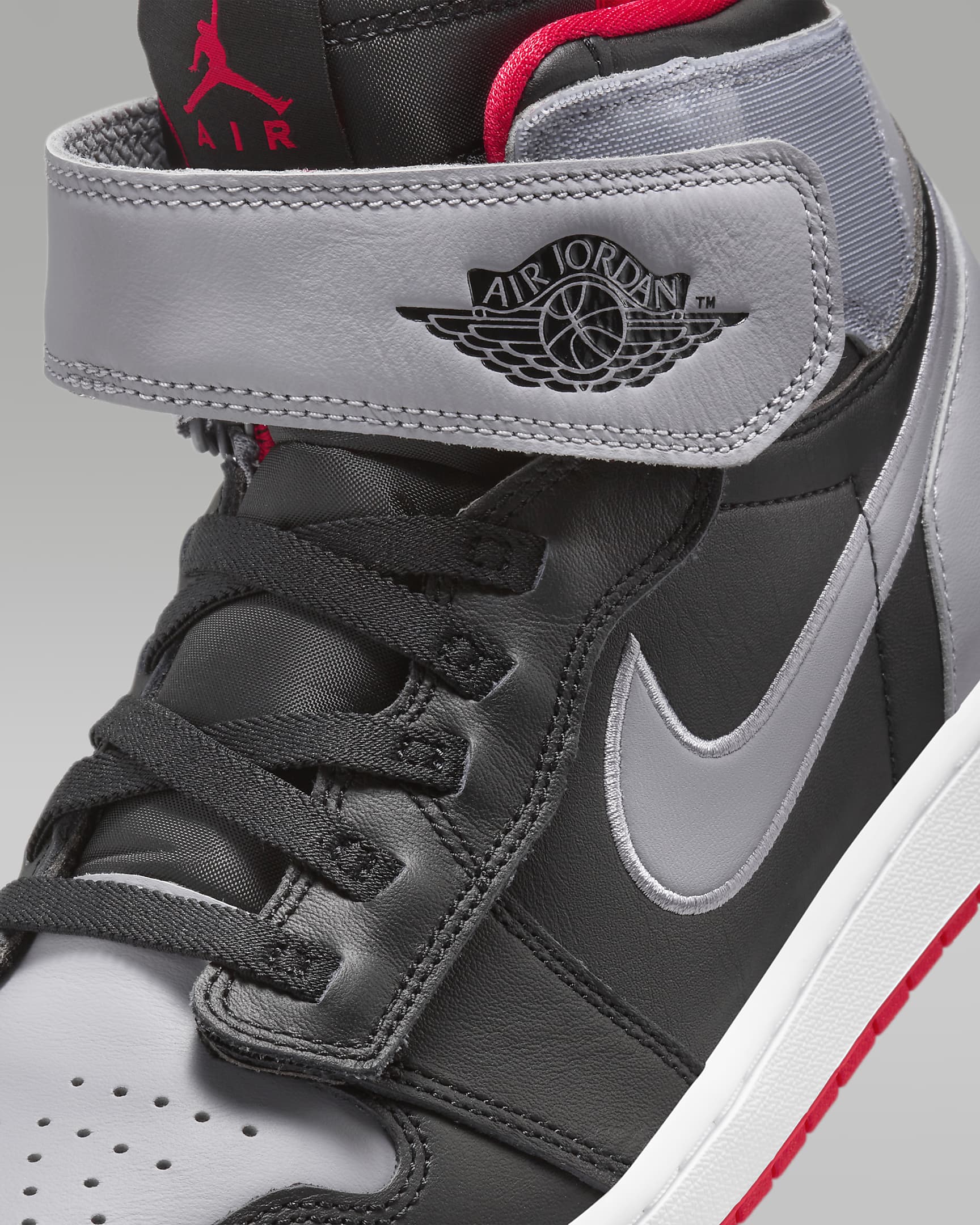 Air Jordan 1 Hi FlyEase Men's Shoes - Black/Cement Grey/White/Fire Red