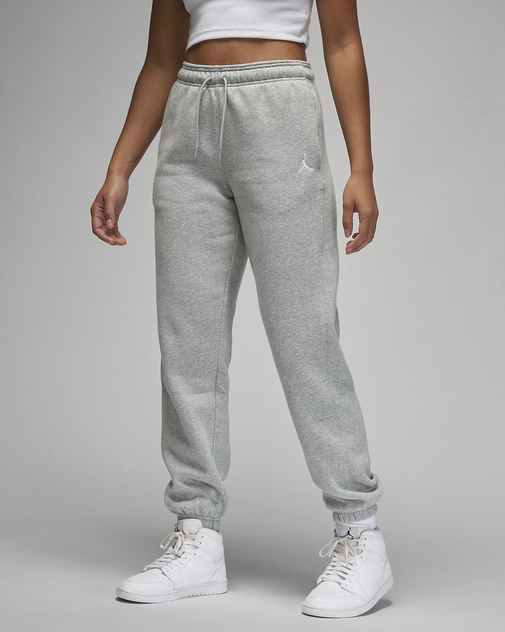 Jordan Brooklyn Fleece Women's Trousers - Dark Grey Heather/White