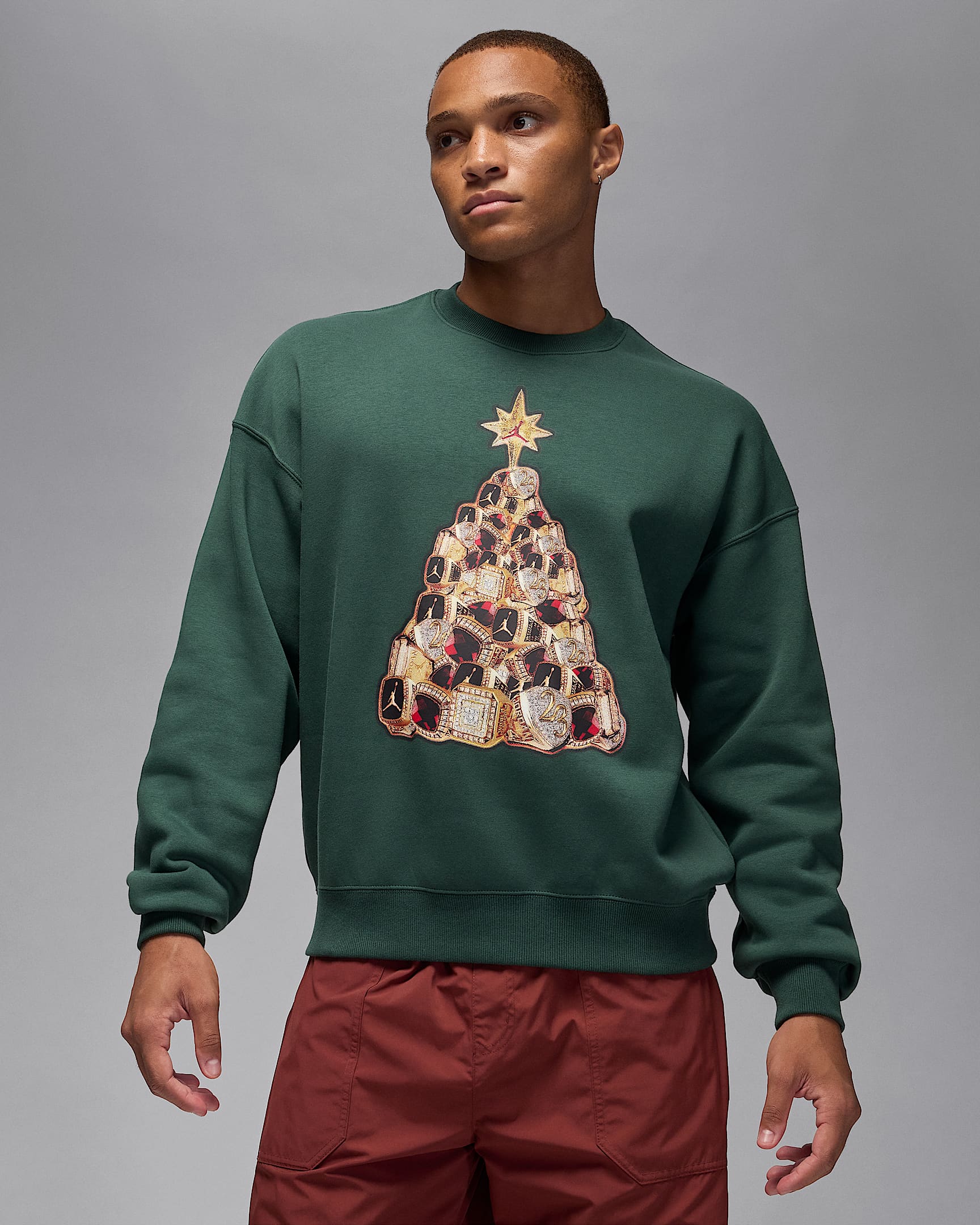 Sudadera de cuello redondo para hombre Jordan Brooklyn Fleece - Verde medianoche/Negro