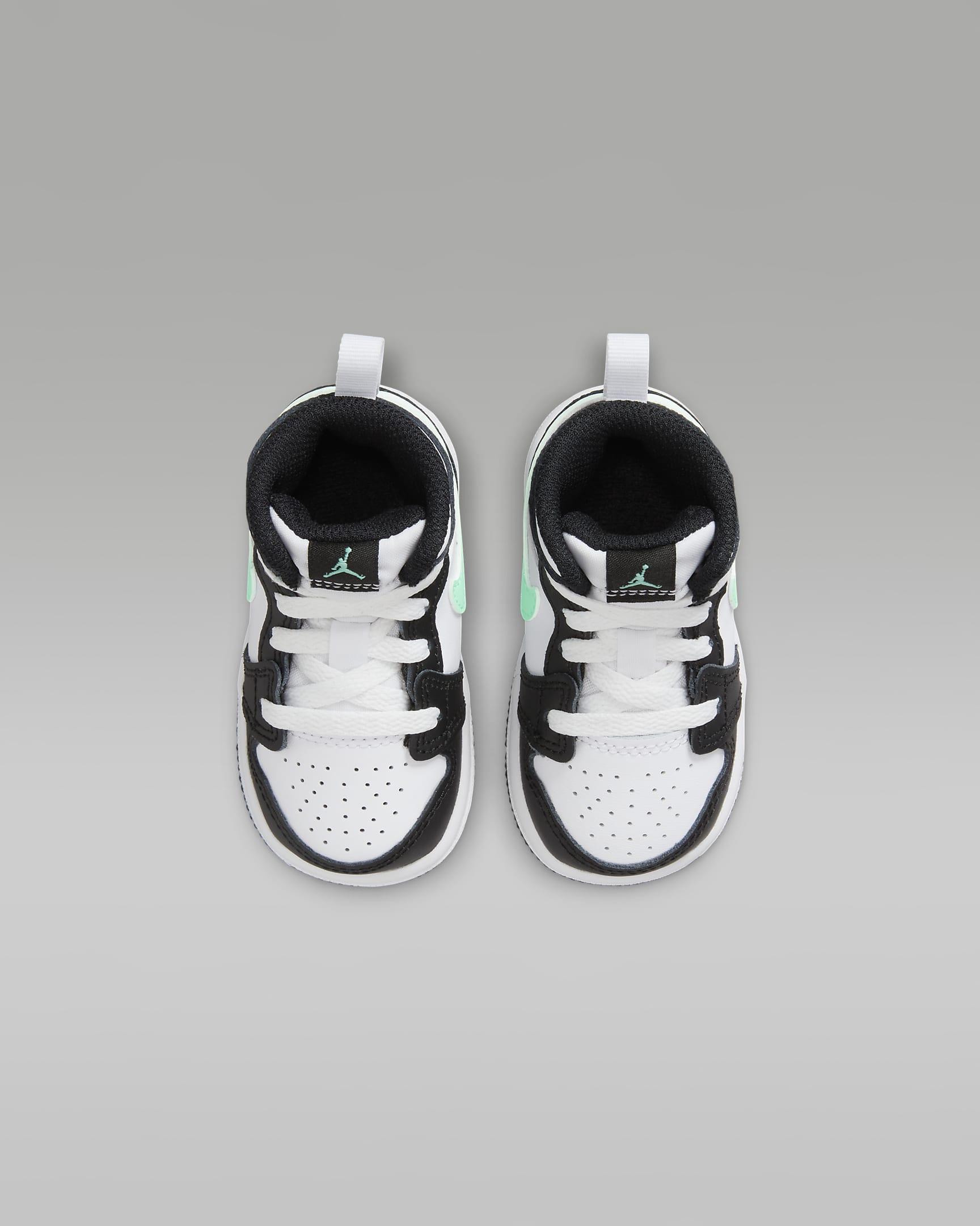 Jordan 1 Mid Baby/Toddler Shoes - White/Black/Green Glow