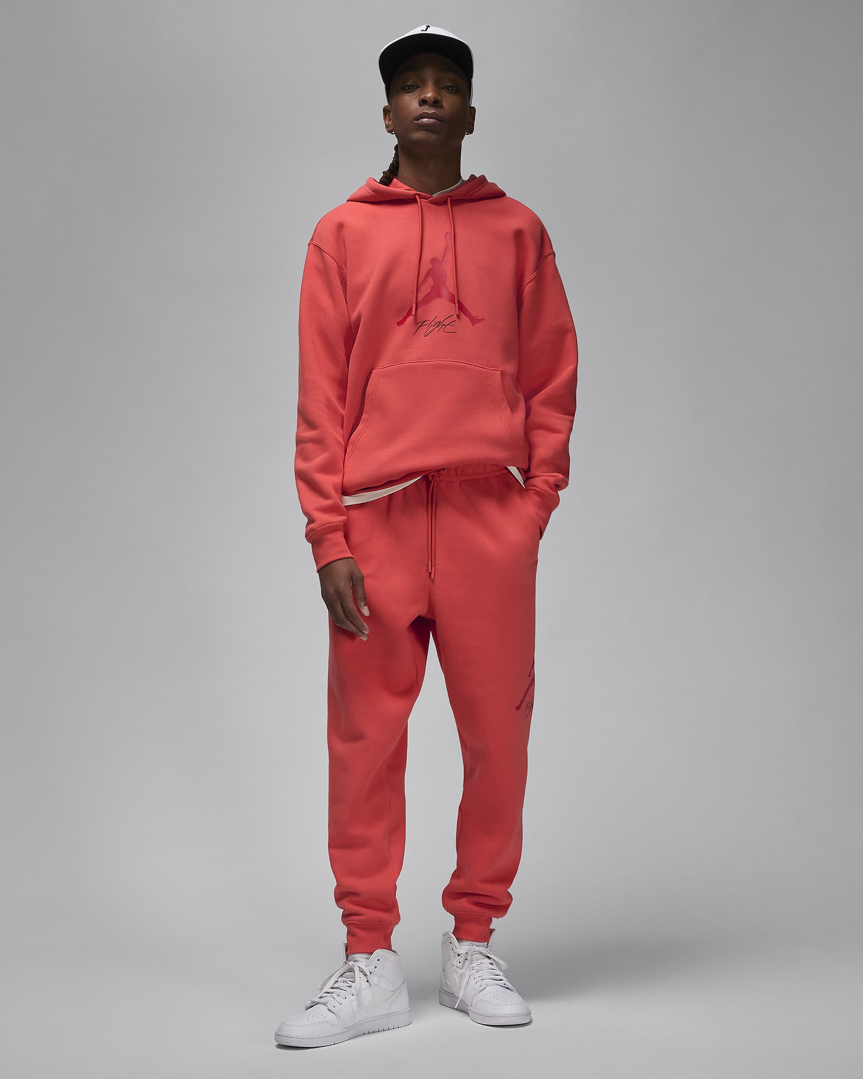 Jordan Essentials baselinebukse i fleece til herre - Lobster/Gym Red