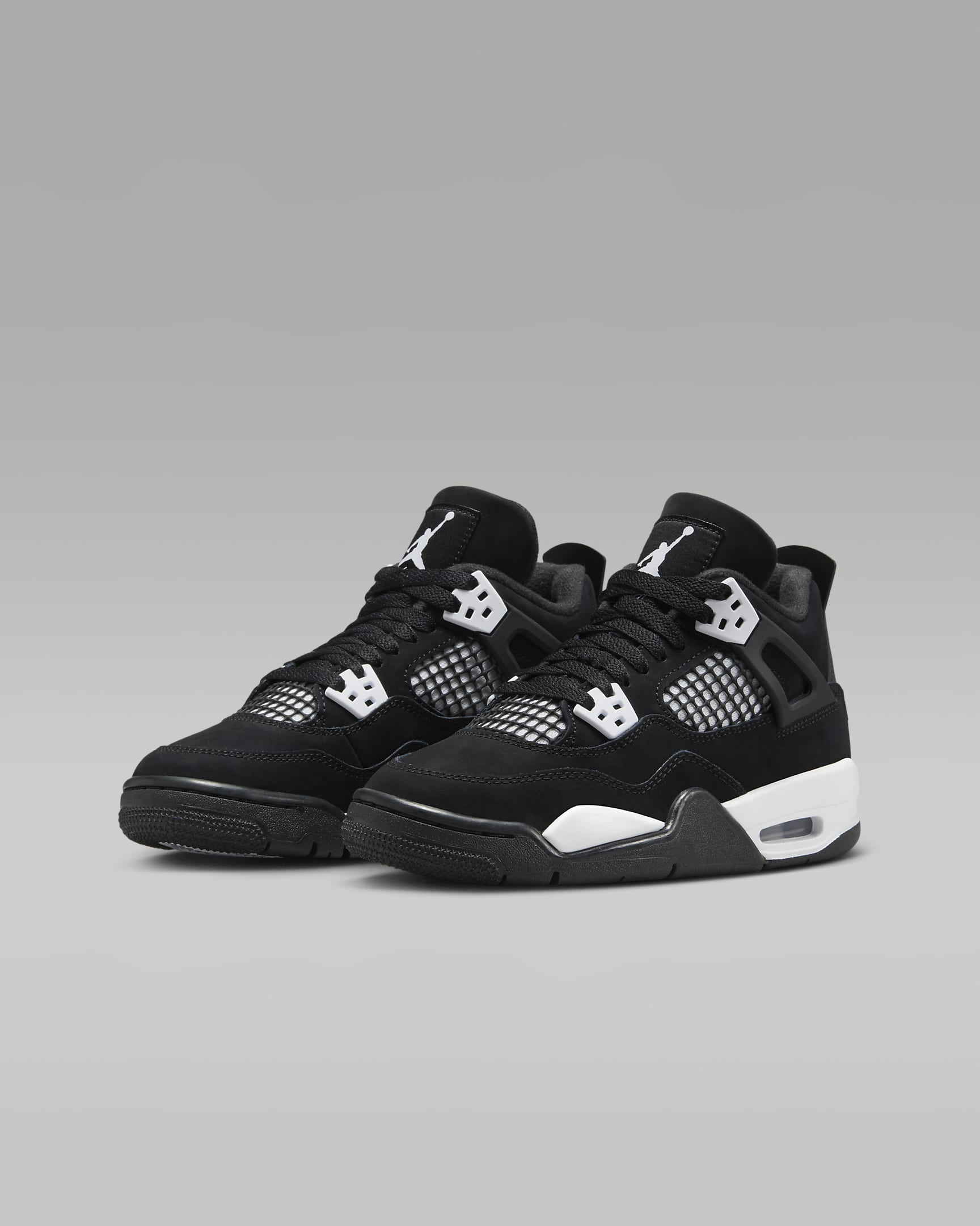 Air Jordan 4 Retro 'White Thunder' Older Kids' Shoes - Black/Black/White