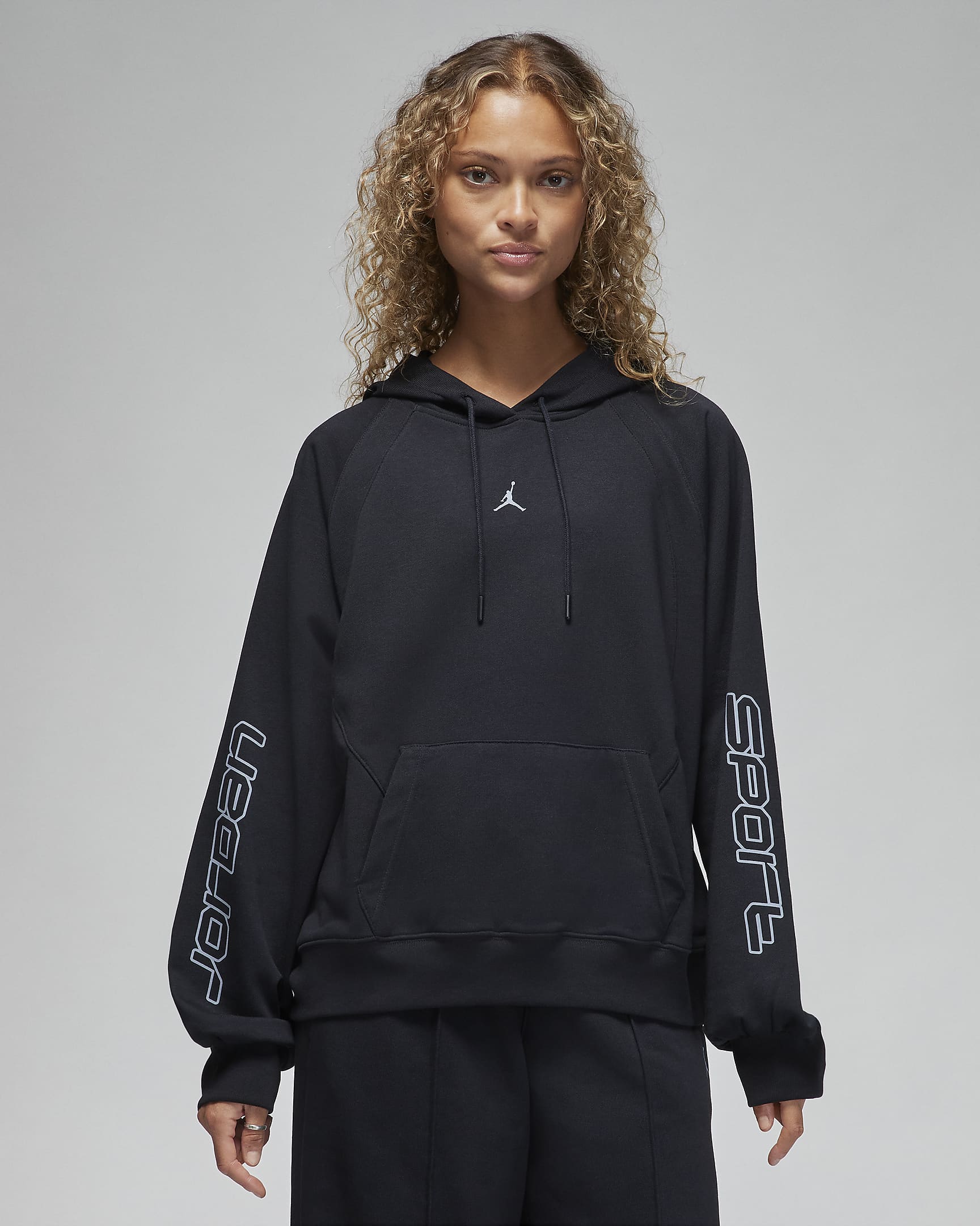 Jordan Sport Sudadera con capucha y estampado de tejido Fleece - Mujer - Negro/Stealth