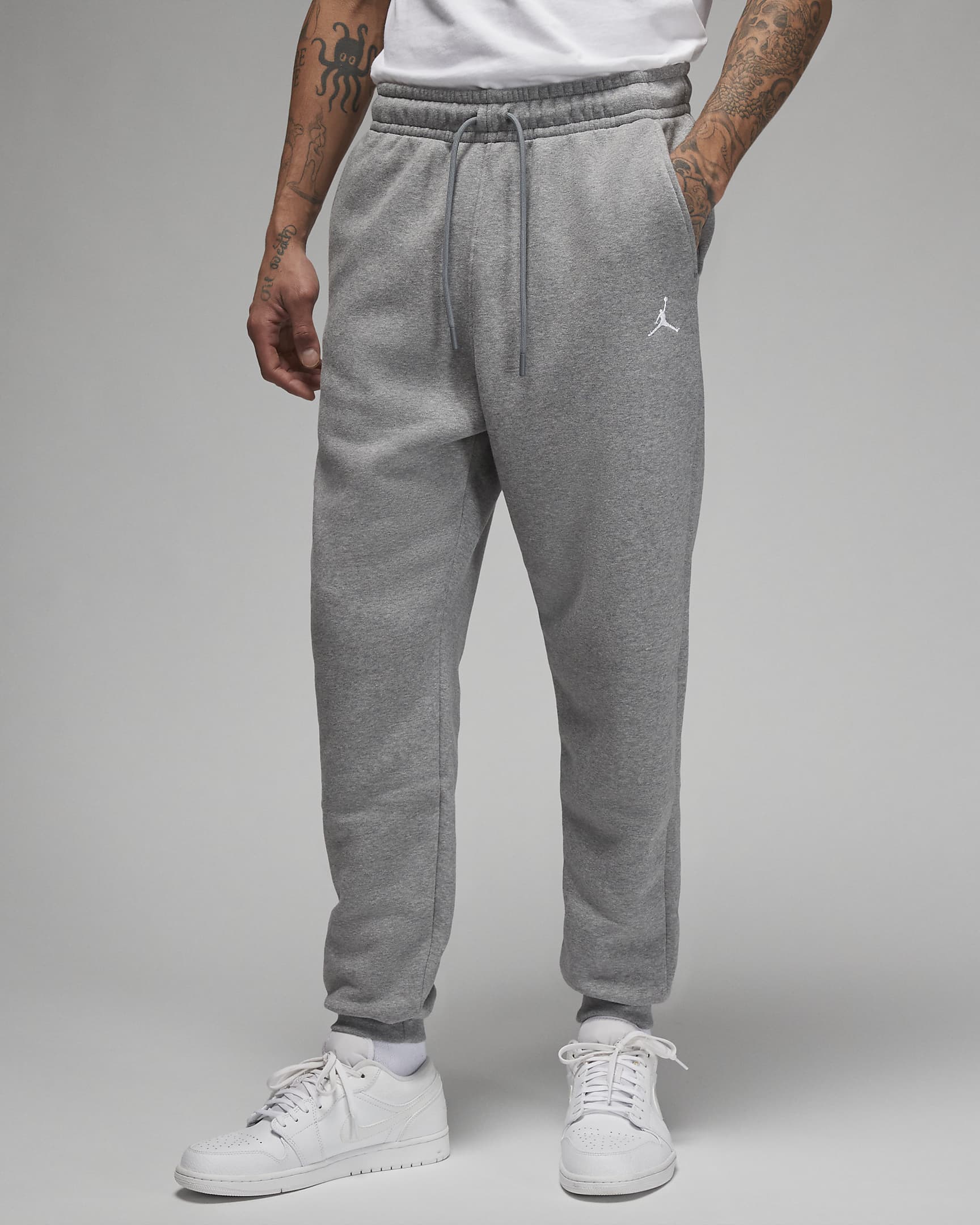 Jordan Brooklyn Fleece Men's Tracksuit Bottoms - Carbon Heather/White