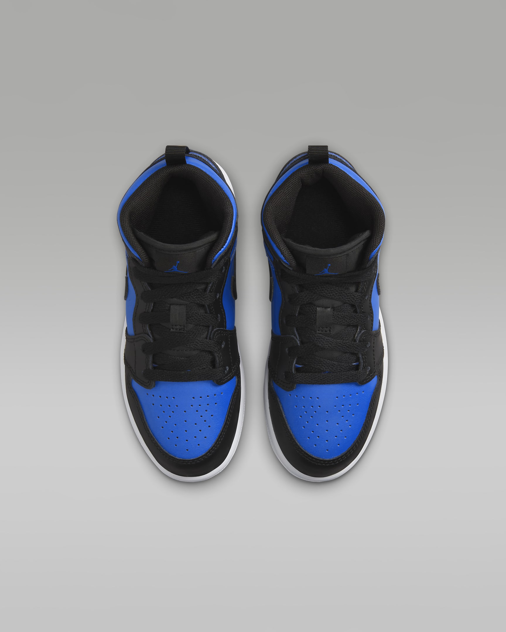 Jordan 1 Mid Younger Kids' Shoes - Black/Black/White/Royal Blue