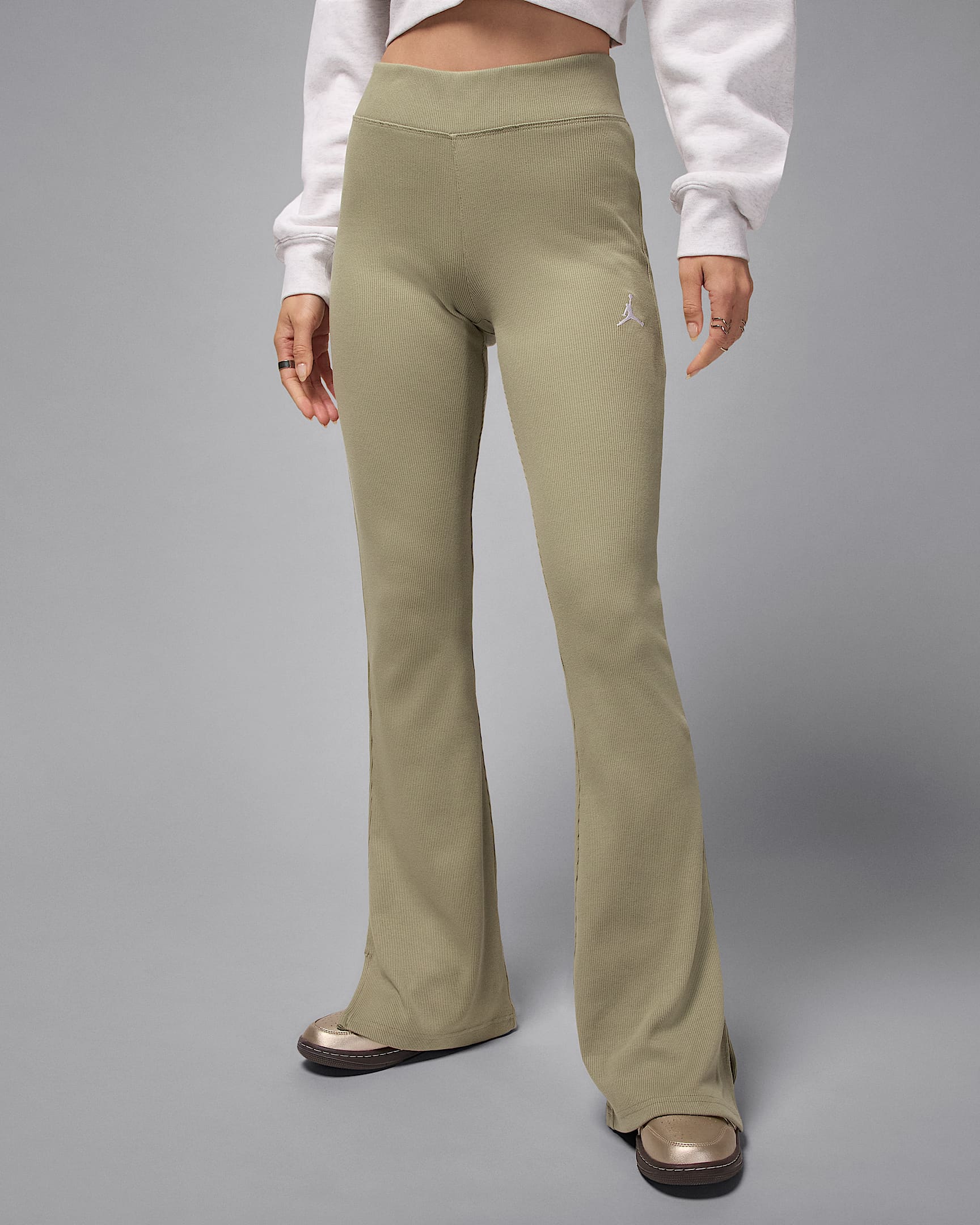 Leggings svasati a vita media Jordan Brooklyn Essentials – Donna - Medium Khaki/Bianco