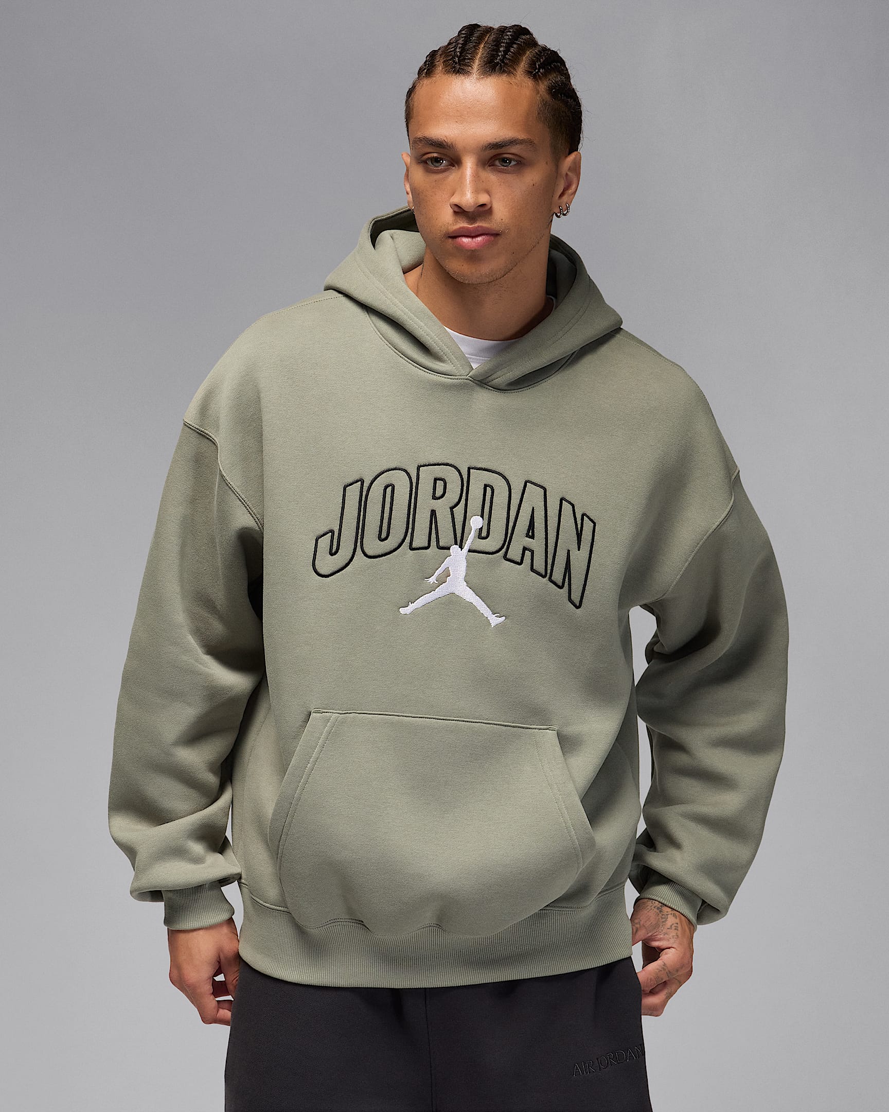 Jordan Brooklyn Fleece Oversize-Hoodie (Herren) - Light Army/Weiß