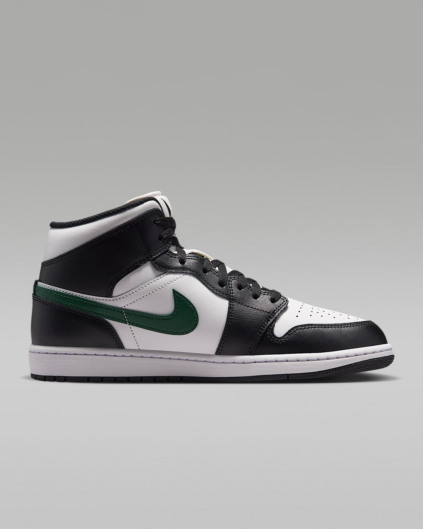 Air Jordan 1 Mid Men's Shoes - Black/Gorge Green/Summit White