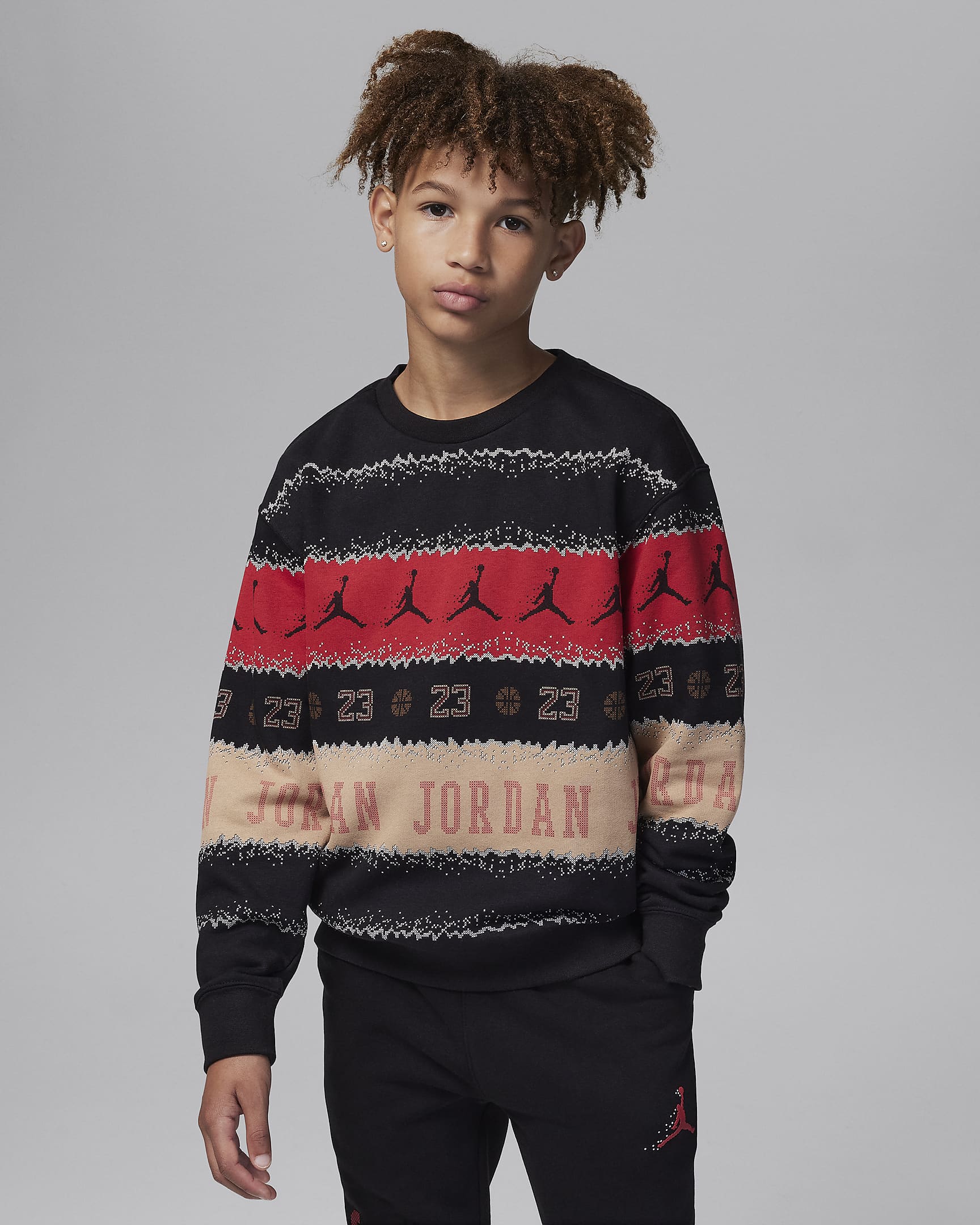 Jordan MJ Holiday Fleece Crew Parte de arriba - Niño/a - Negro