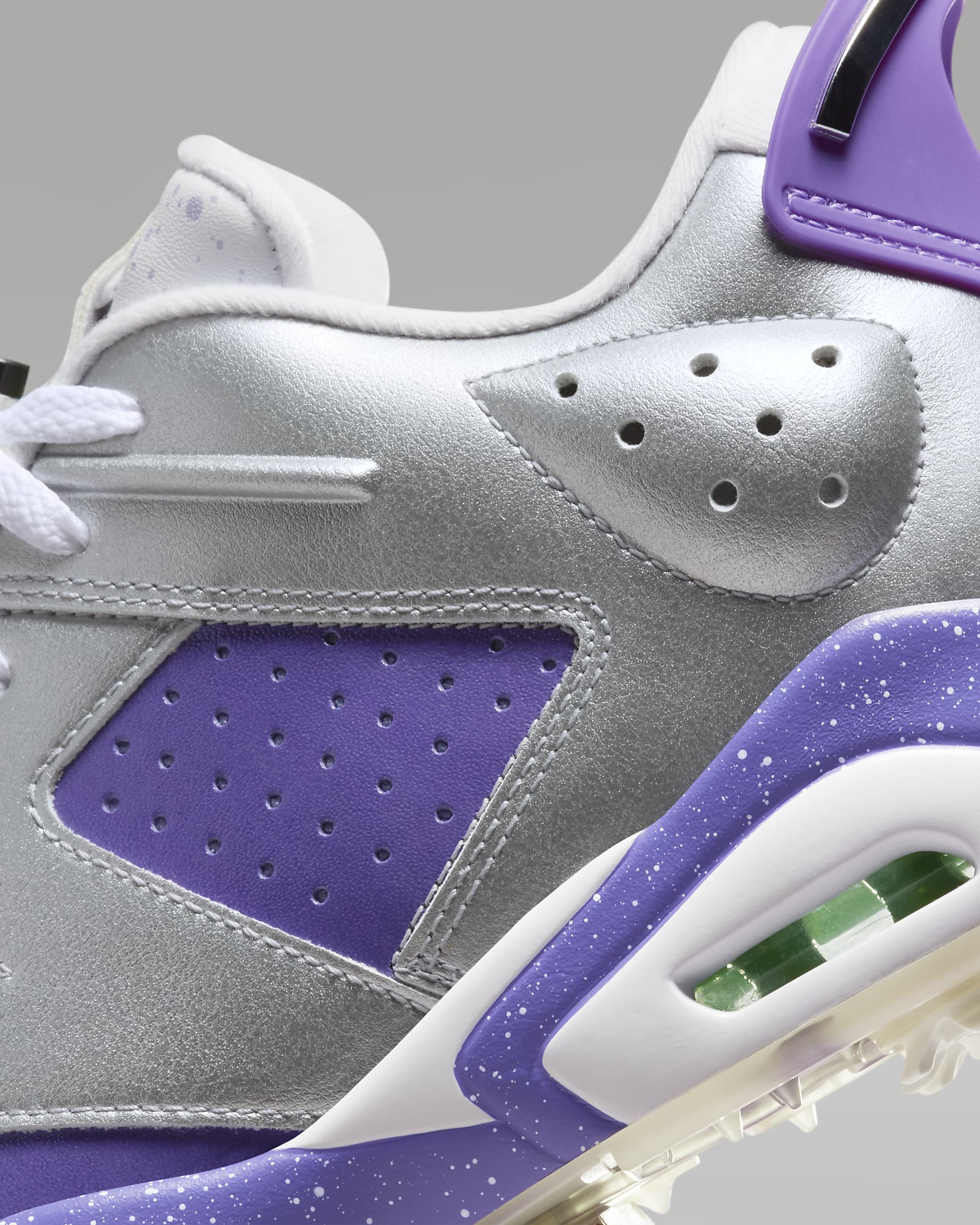 Jordan Retro 6 G NRG Men's Golf Shoes - Metallic Silver/Action Grape/White/Oxygen Purple