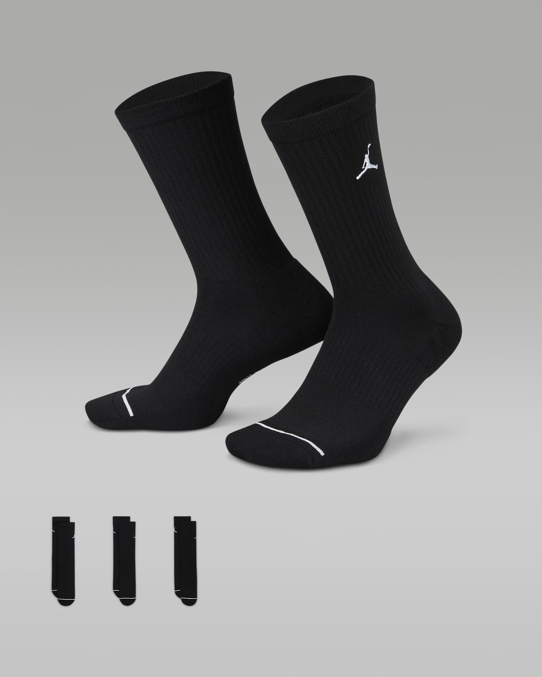 Jordan Everyday Crew Socks (3 pairs) - Black/White