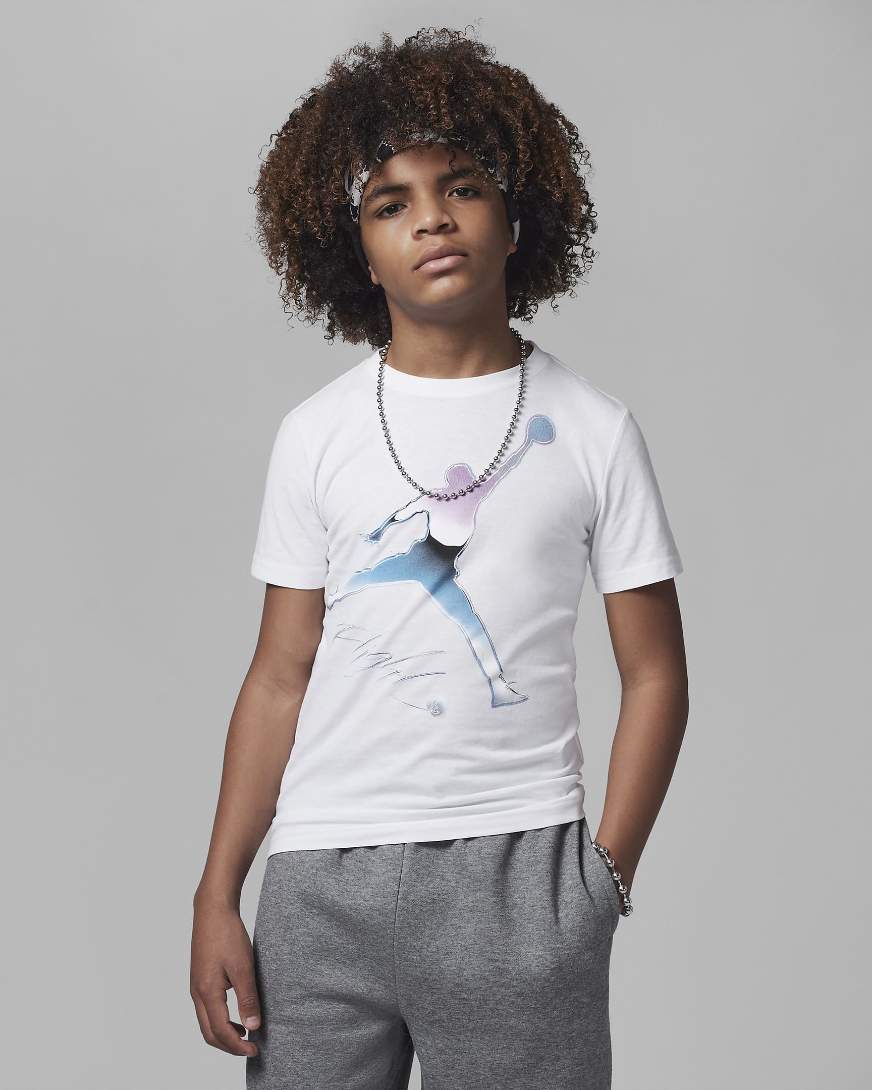 Jordan Flight Chrome Graphic Tee Older Kids' T-Shirt - White