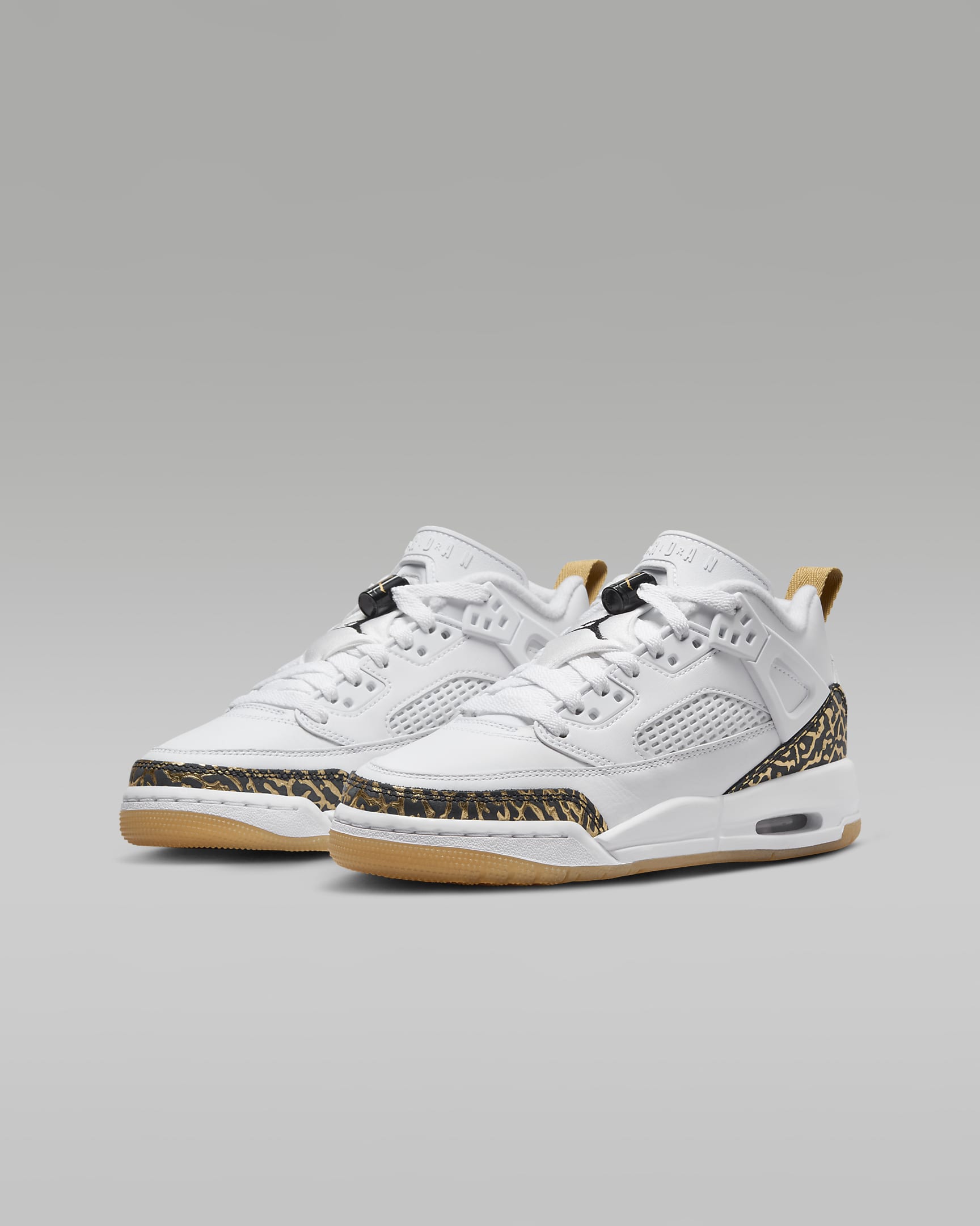 Tenis para niños grandes Jordan Spizike Low - Blanco/Oro metalizado/Vela/Negro