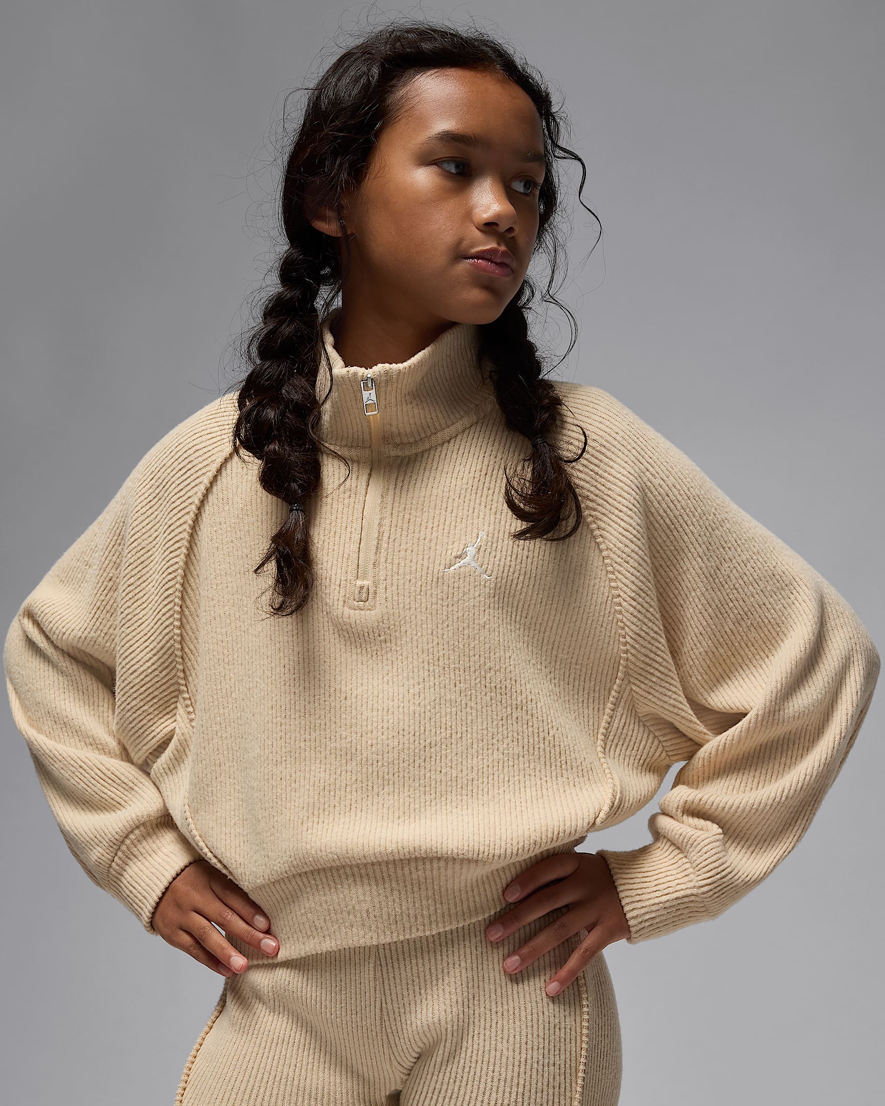 Jordan Big Kids' Quarter-Zip Long Sleeve Top - Sanddrift